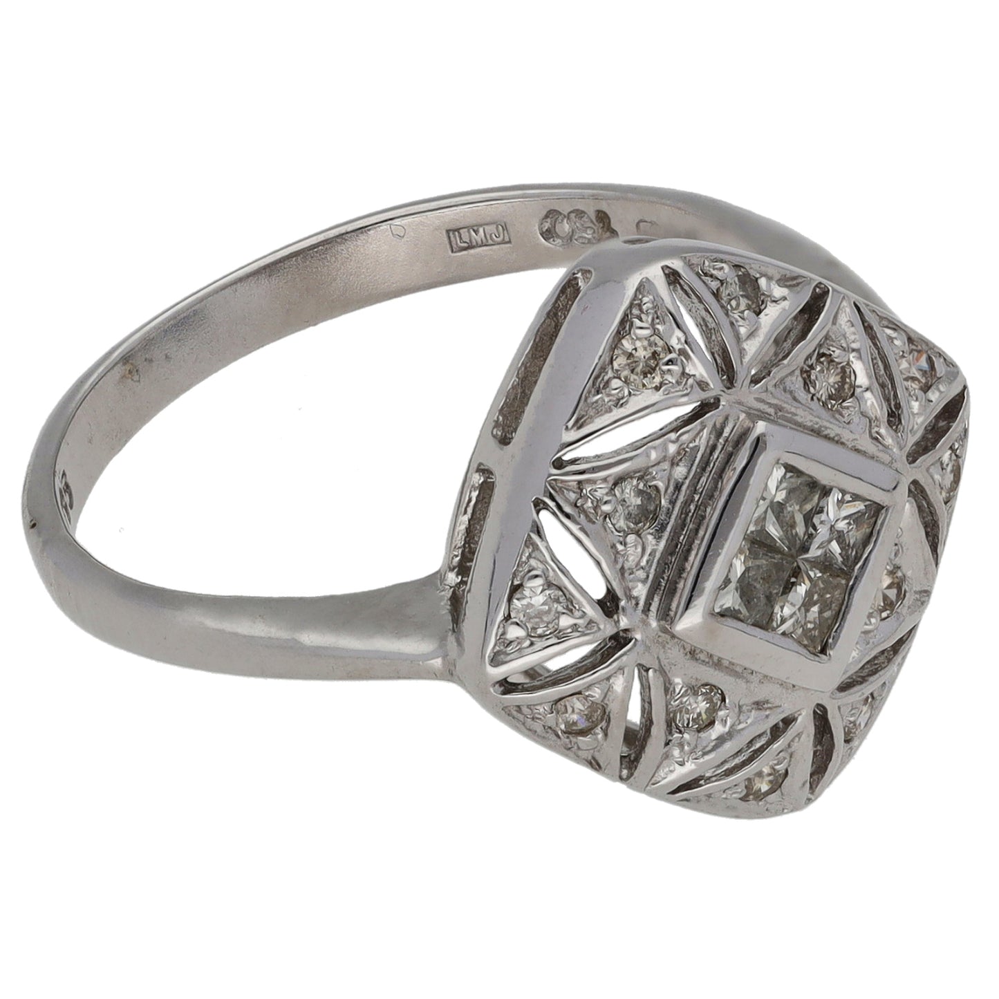 18ct White Gold 0.35ct Diamond Cluster Ring Size O