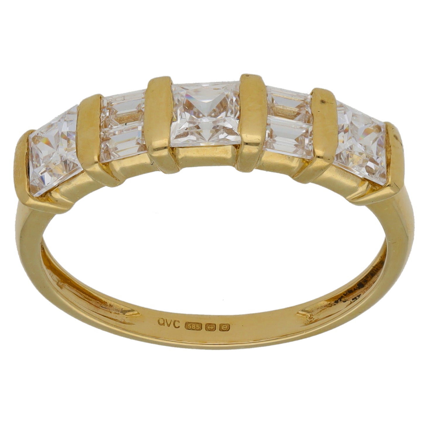 14ct Gold Cubic Zirconia Half Eternity Ring Size Q