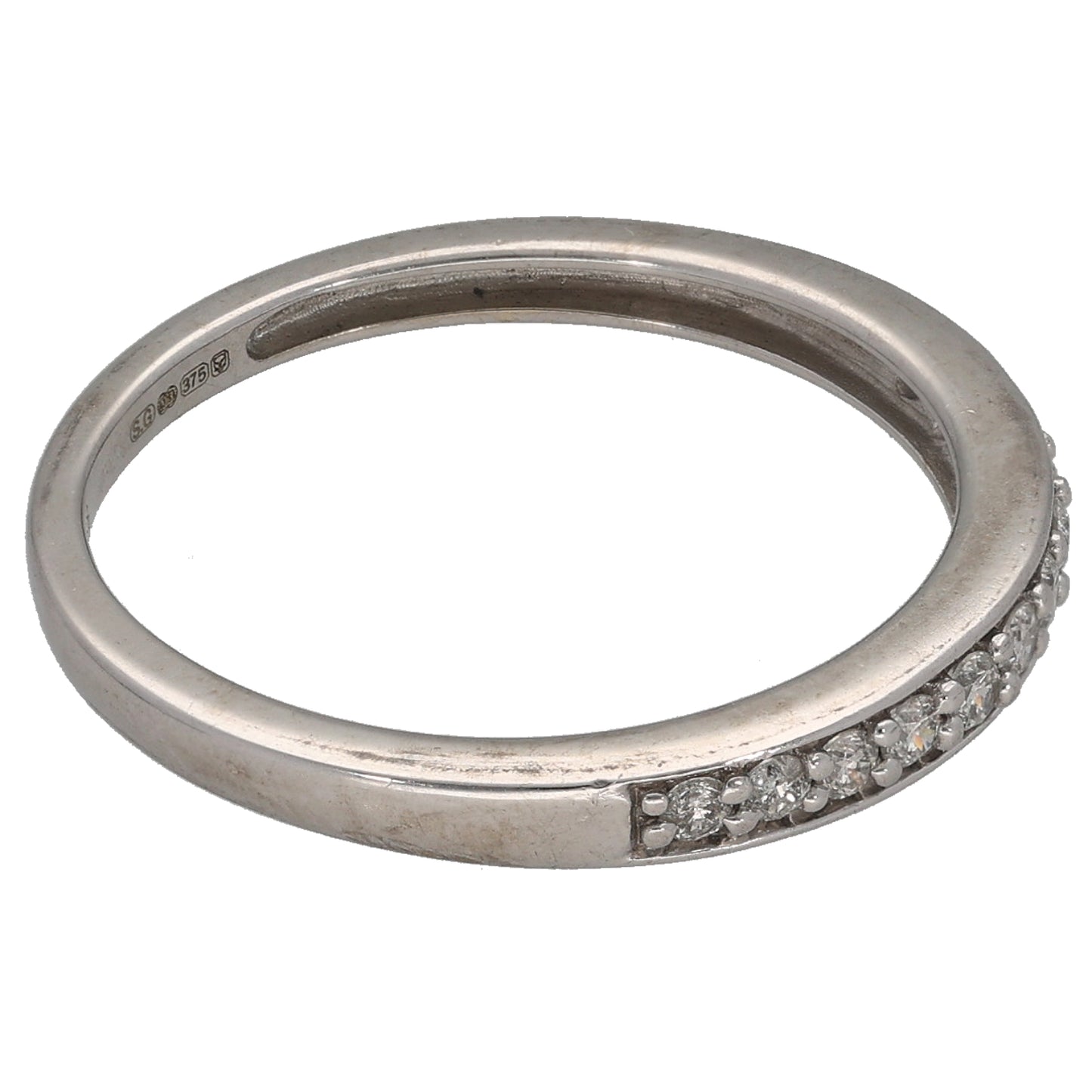9ct White Gold 0.205ct Diamond Half Eternity Ring Size O