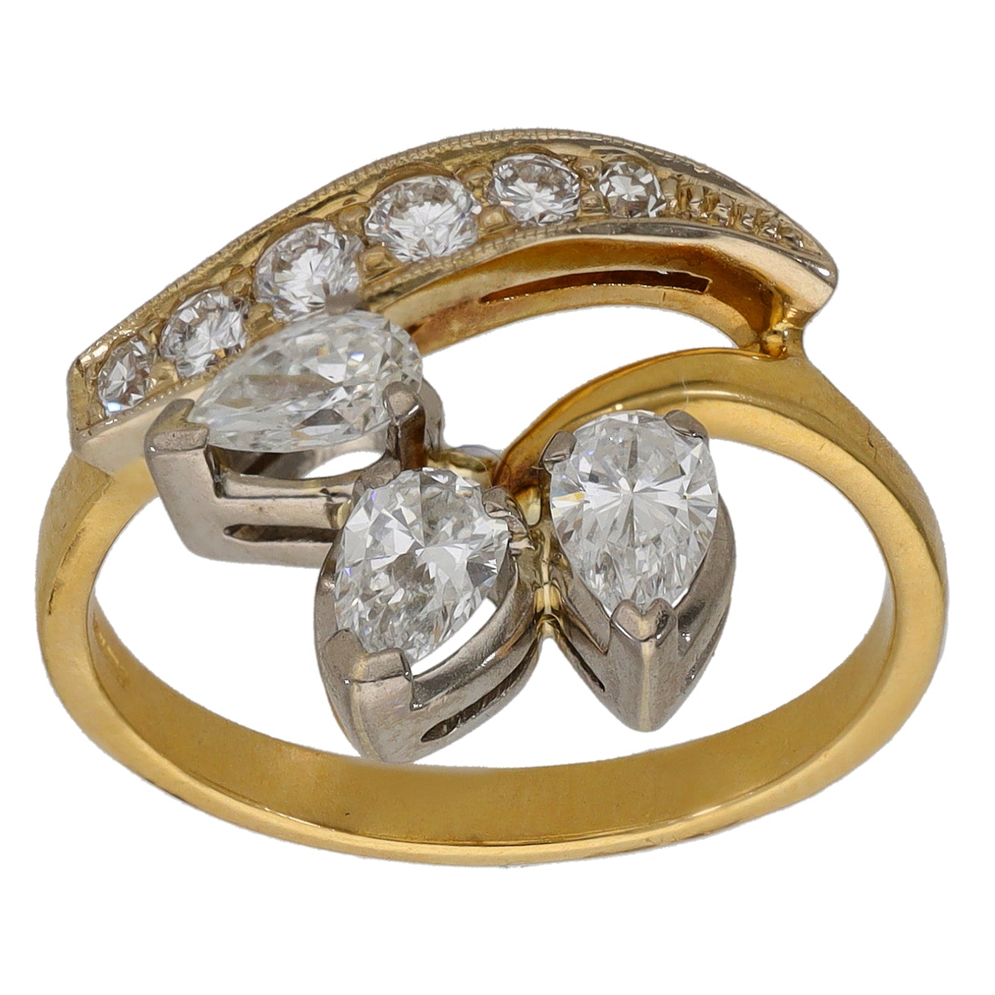 18ct Gold 0.92ct Diamond Dress/Cocktail Ring Size N
