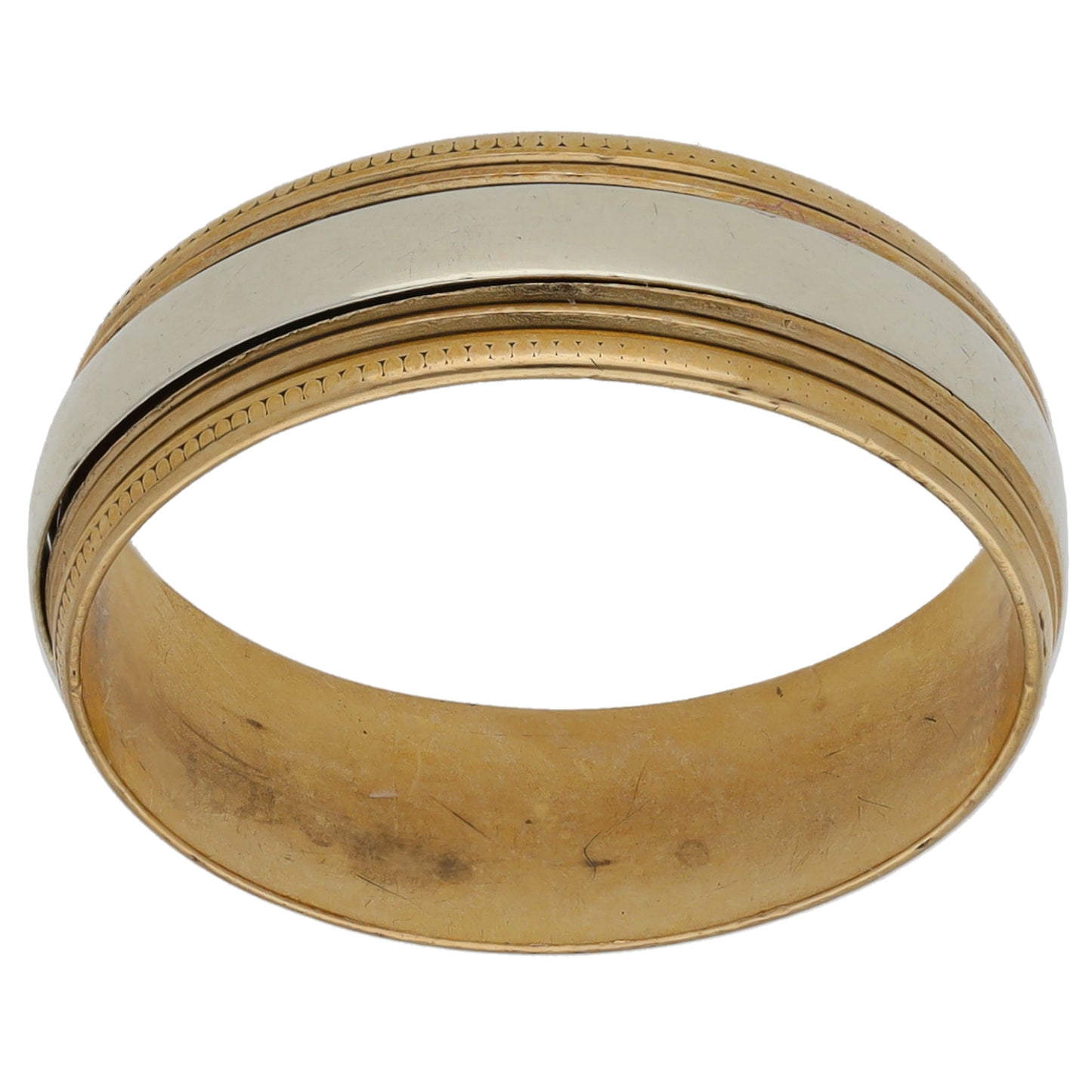 9ct Bicolour Gold Plain Wedding Ring Size P