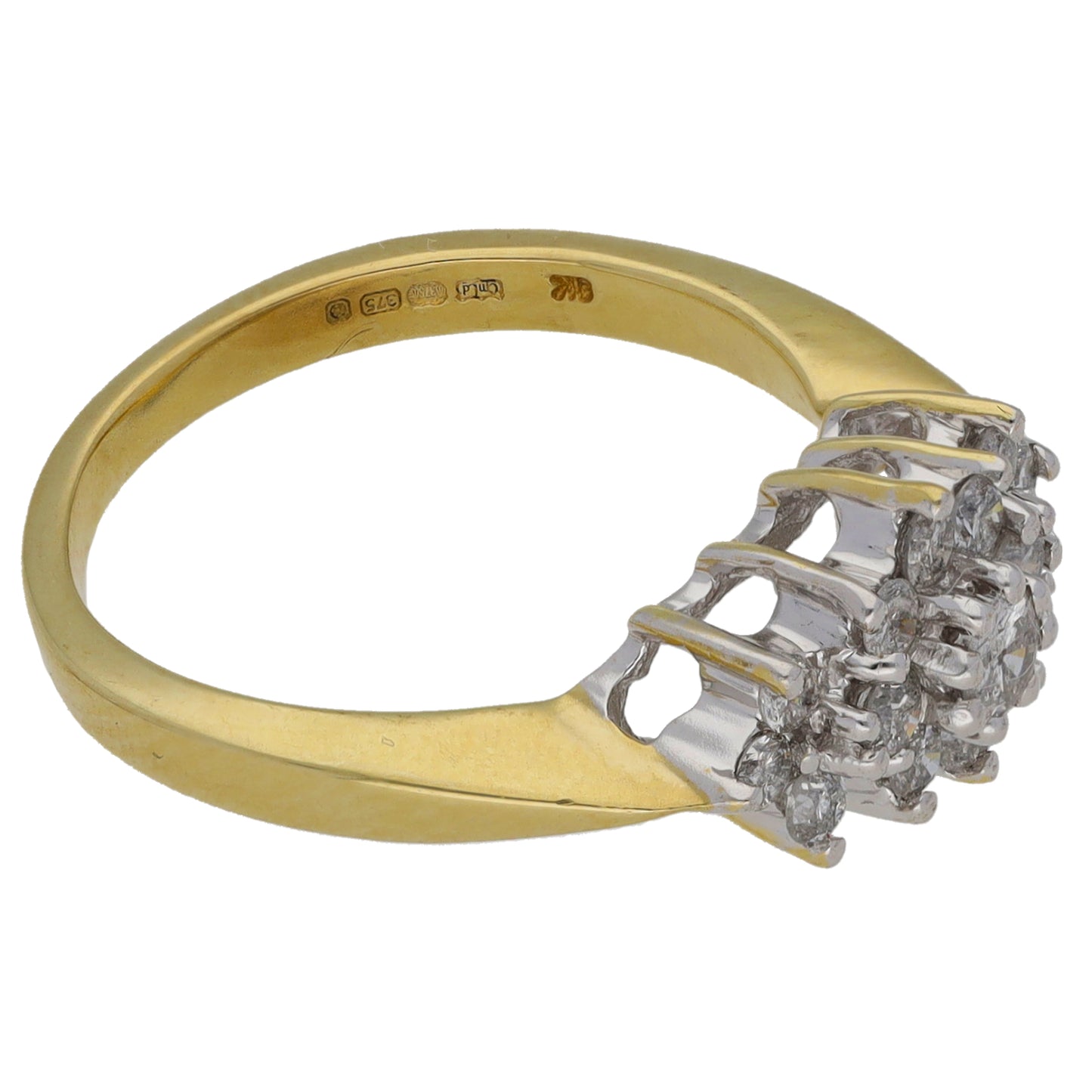 9ct Gold 0.50ct Diamond Cluster Ring Size L