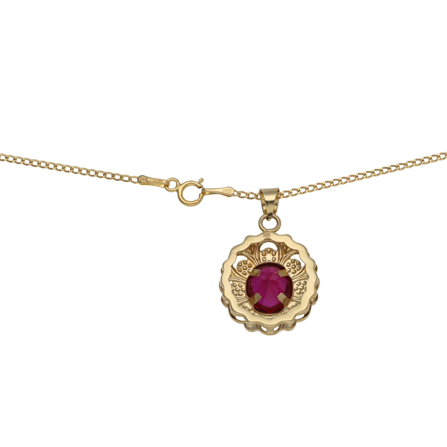 14ct Gold Imitation Gem Dress/Cocktail Pendant With Chain
