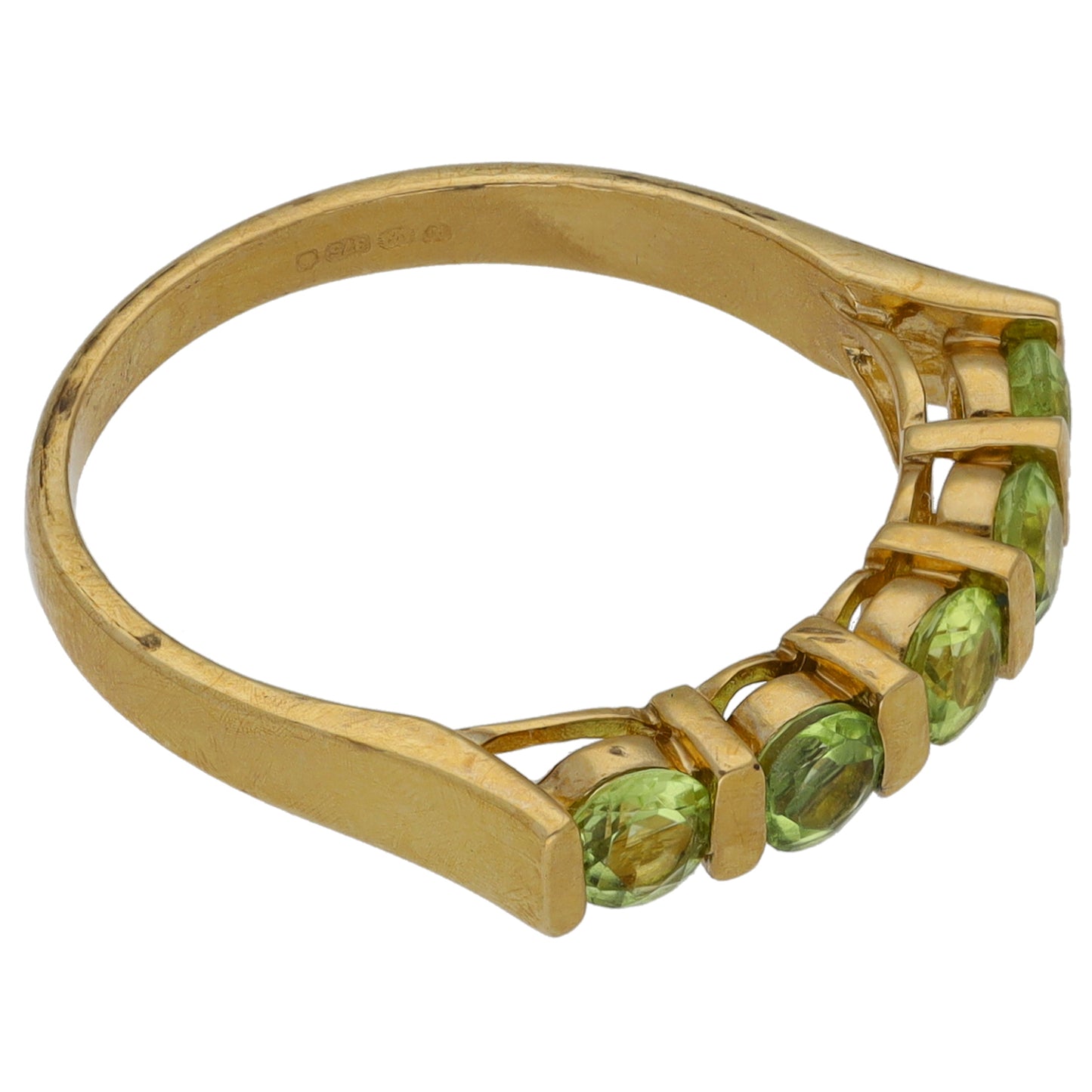 9ct Gold Peridot Half Eternity Ring Size P