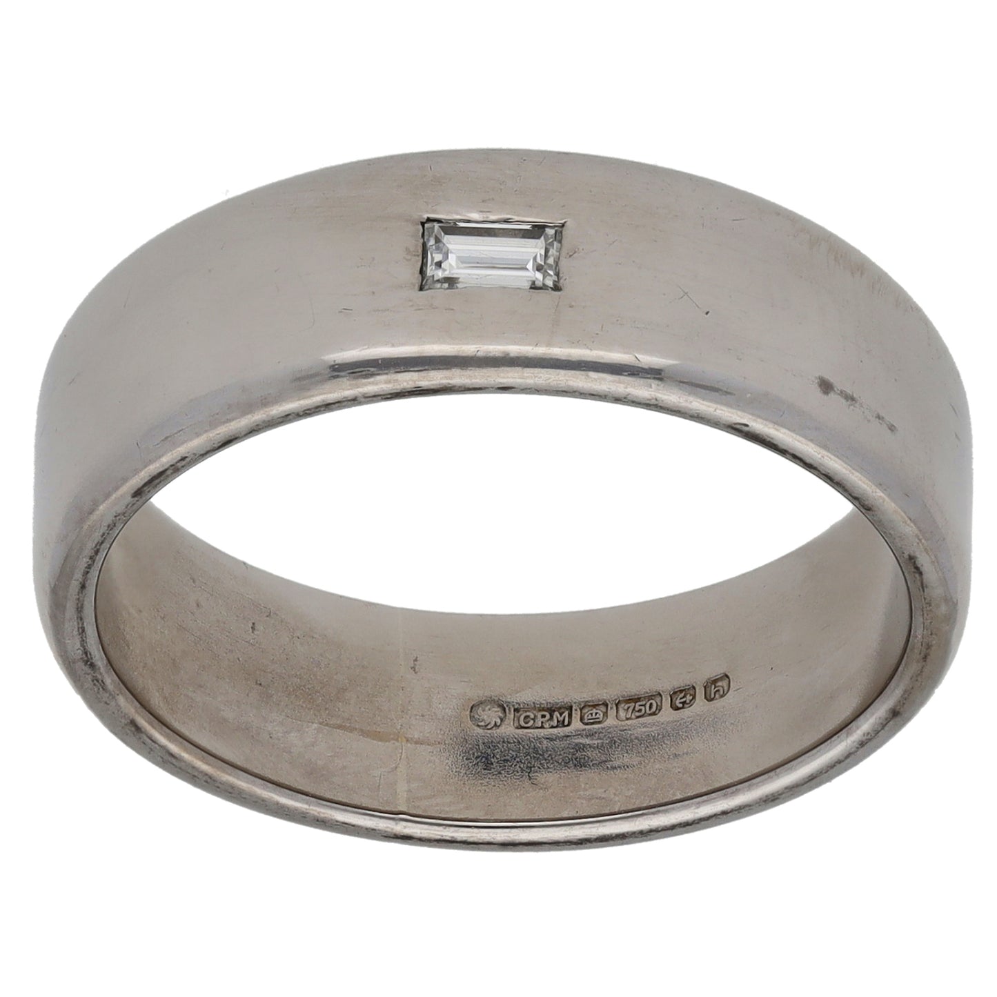 18ct White Gold 0.06ct Diamond Patterned Wedding Ring Size O