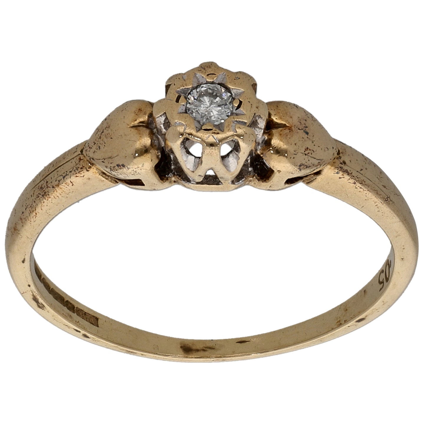 9ct Gold 0.05ct Diamond Solitaire Ring Size M