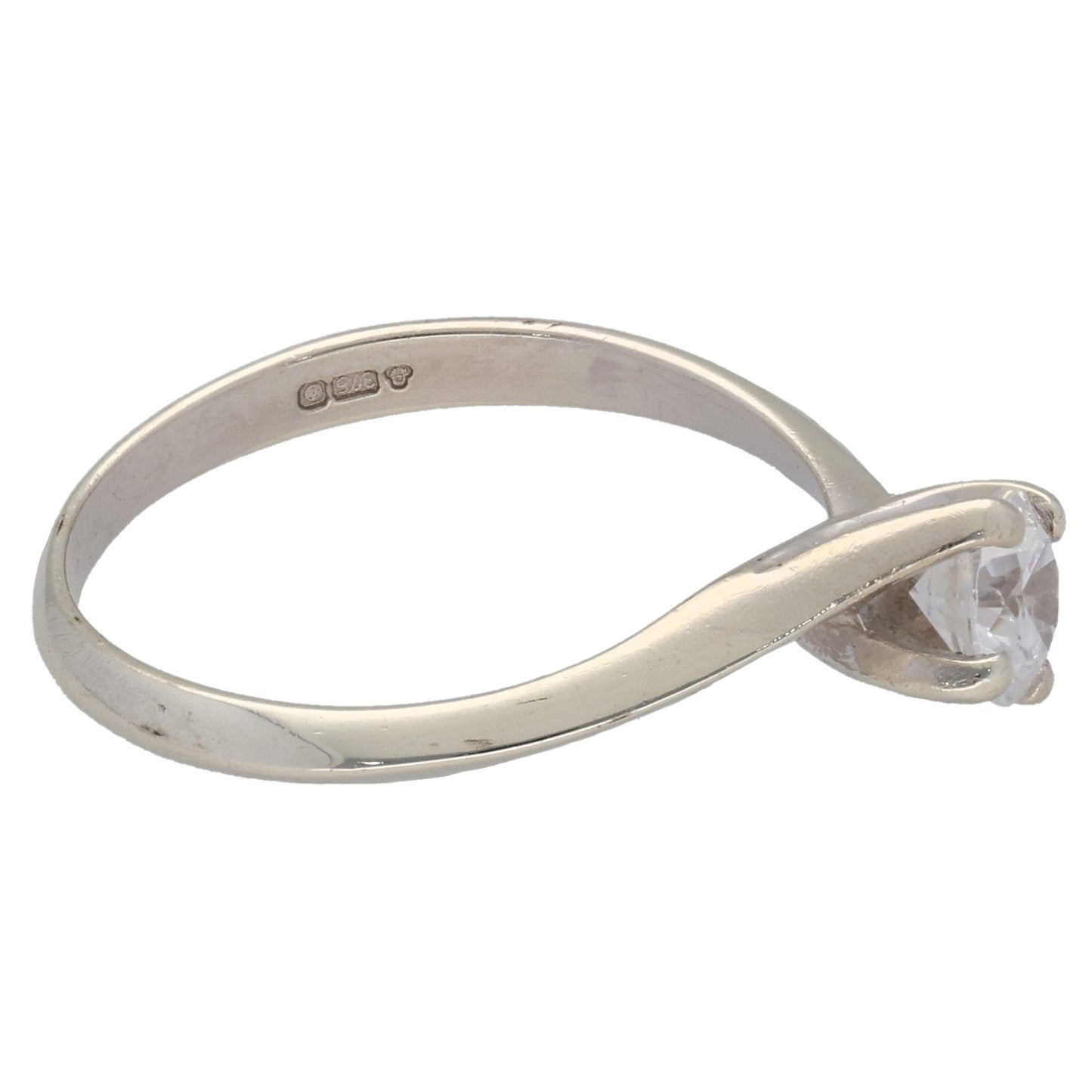 9ct White Gold Cubic Zirconia Single Stone Ring Size N