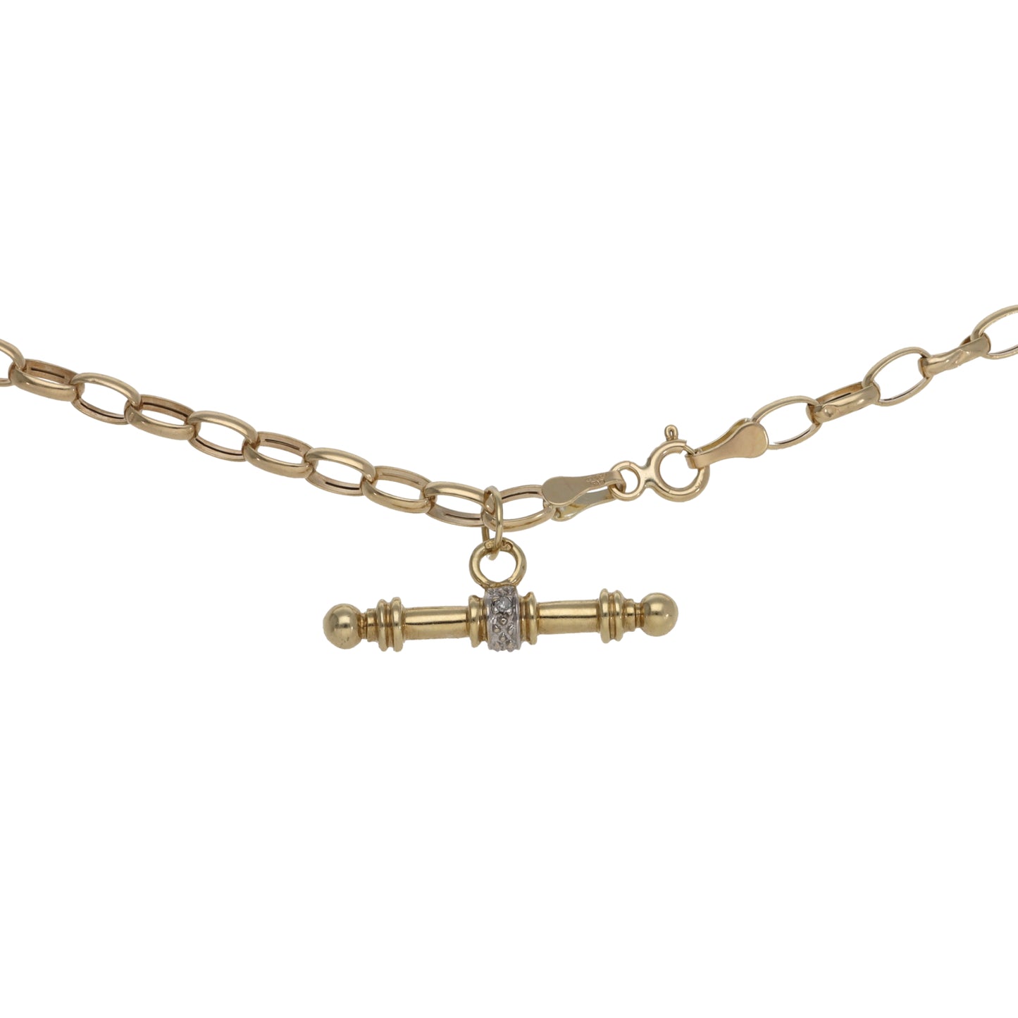 9ct Gold 0.01ct Diamond Belcher Chain 19"