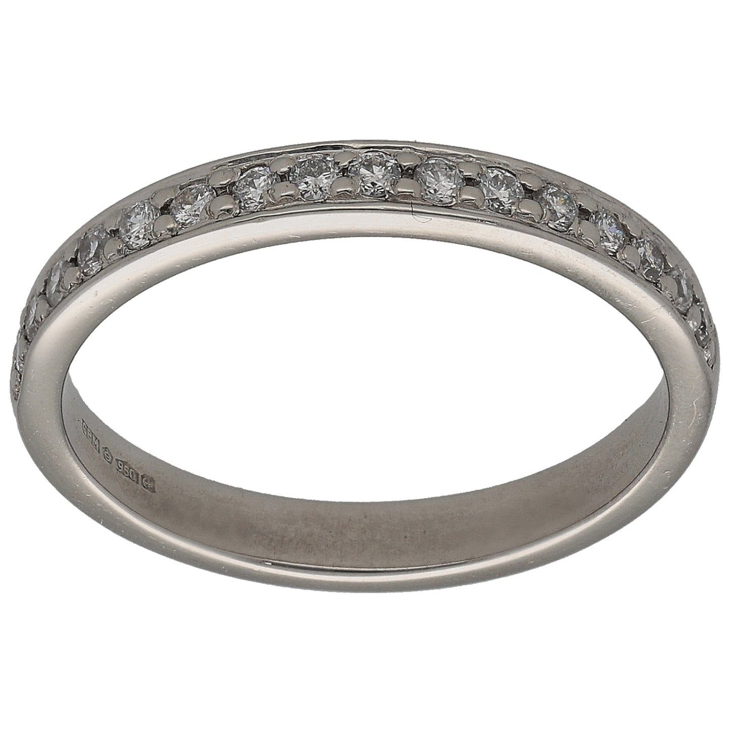 Platinum 0.16ct Diamond Half Eternity Ring Size L
