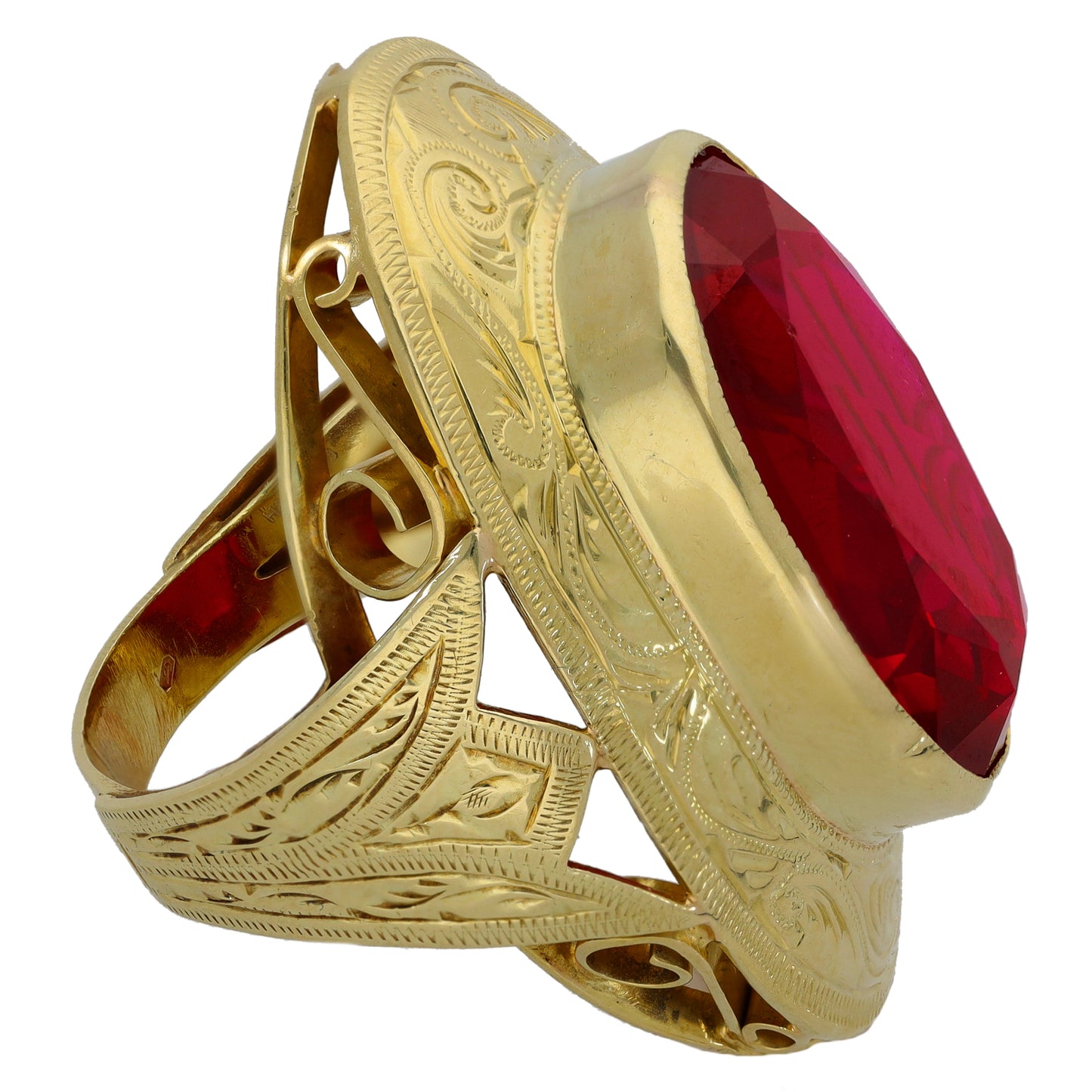 14ct Gold Imitation Gem Single Stone Ring Size Q