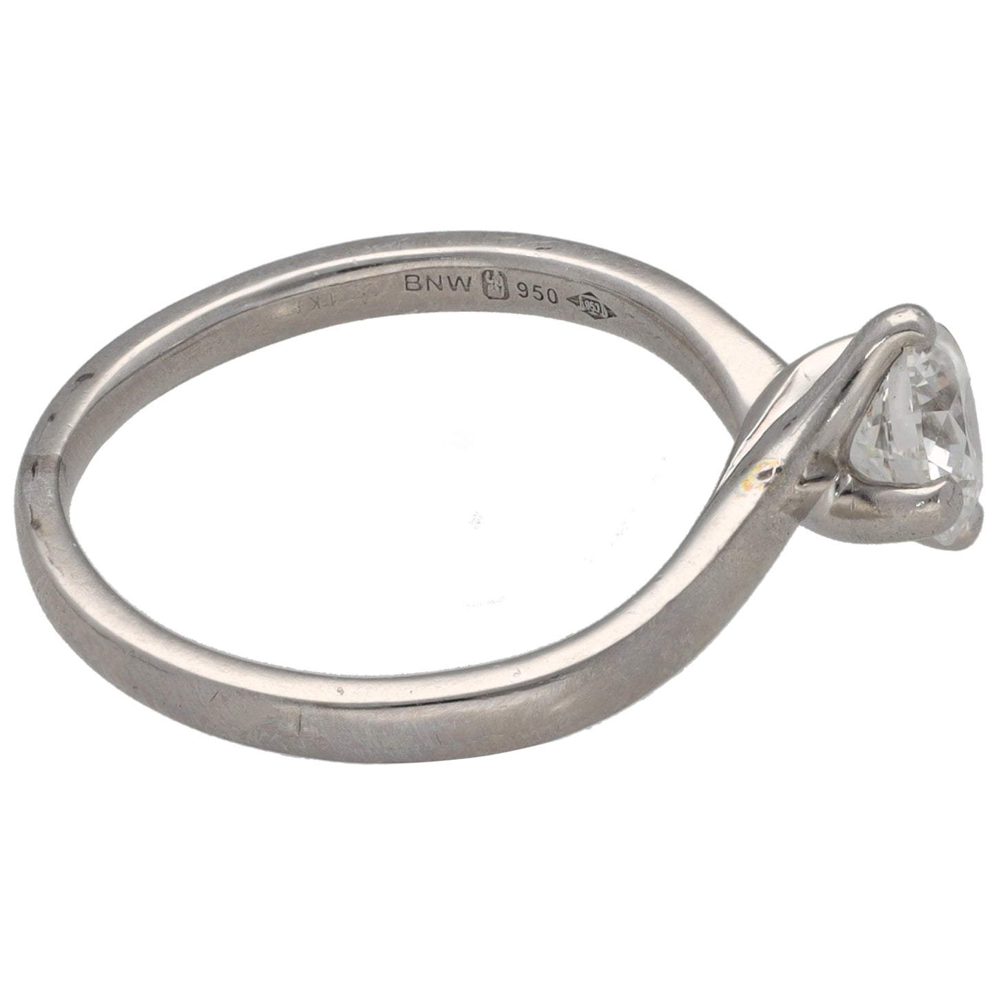 Platinum 0.80ct Diamond Solitaire Ring Size K