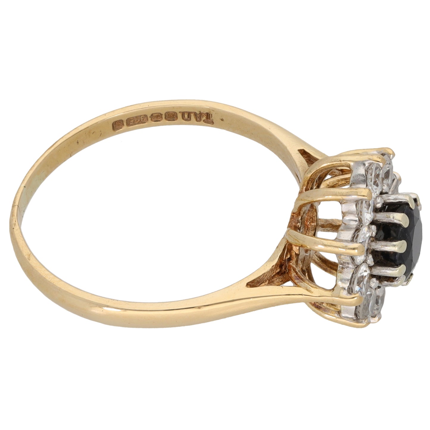 9ct Gold Sapphire & Cubic Zirconia Dress/Cocktail Ring Size P