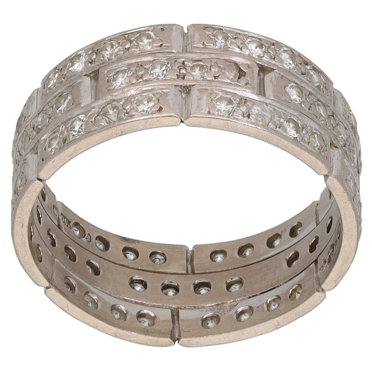 18ct White Gold 0.72ct Diamond Patterned Wedding Ring Size L
