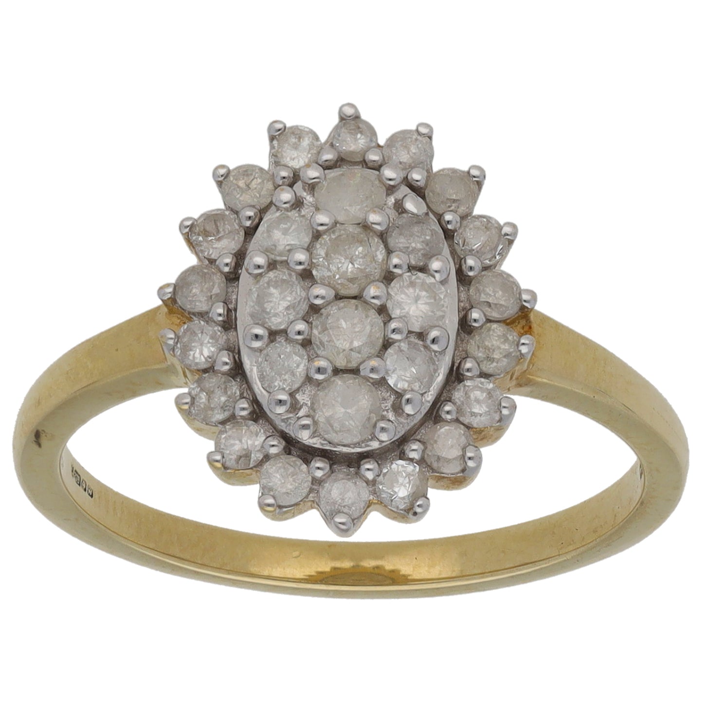 9ct Gold 0.37ct Diamond Cluster Ring Size L