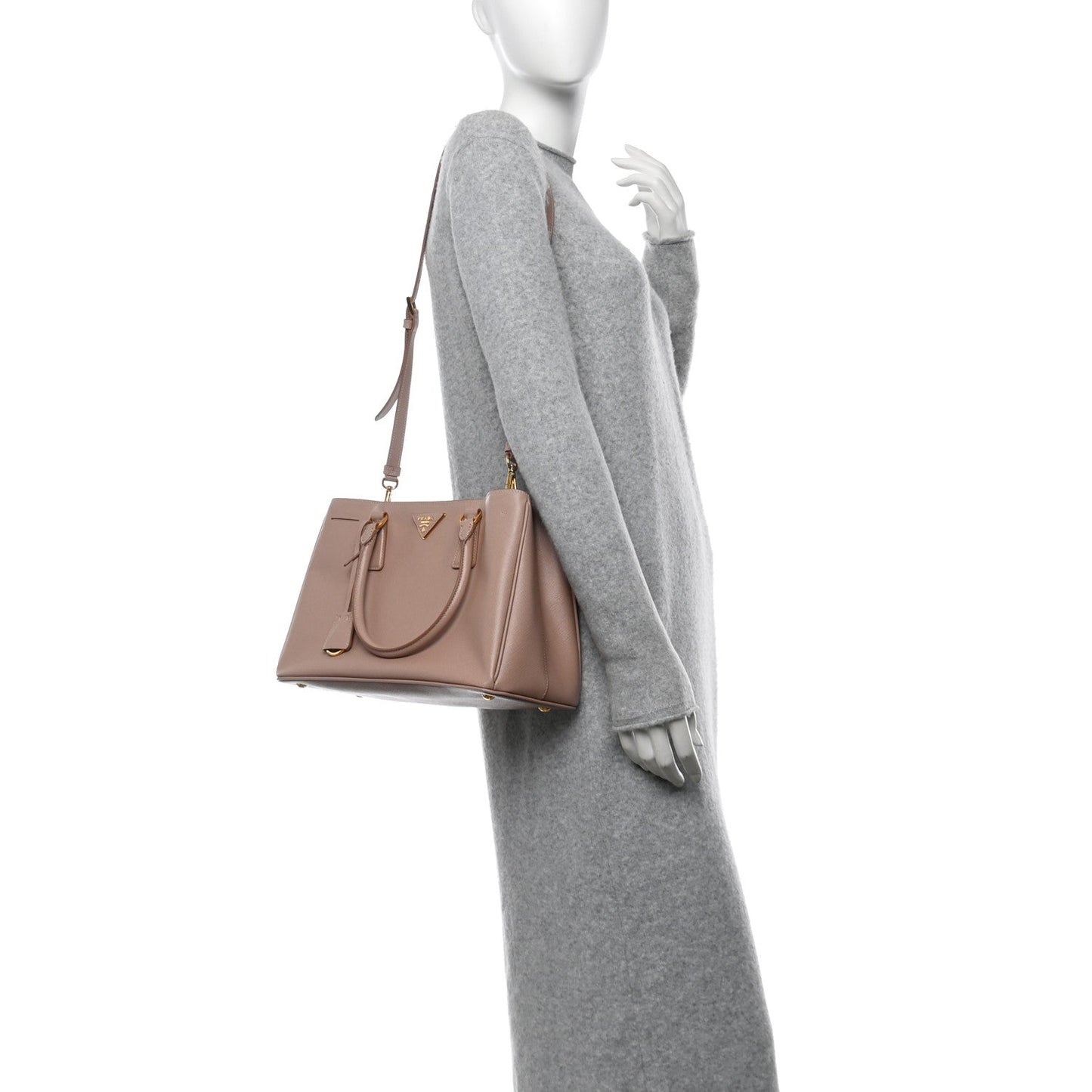 Prada Galleria Medium Tote Saffiano Lux Leather Bag - Cammeo