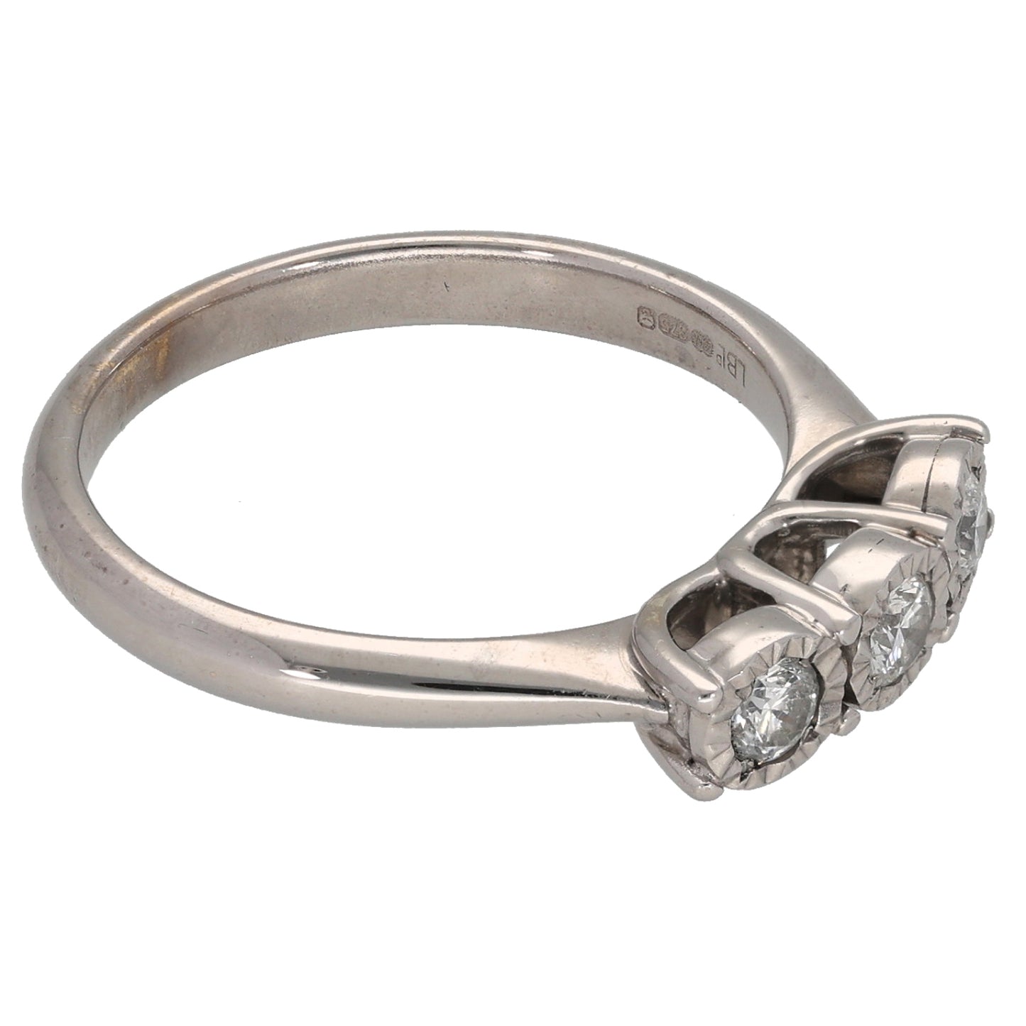 9ct White Gold 0.30ct Diamond Trilogy Ring Size N