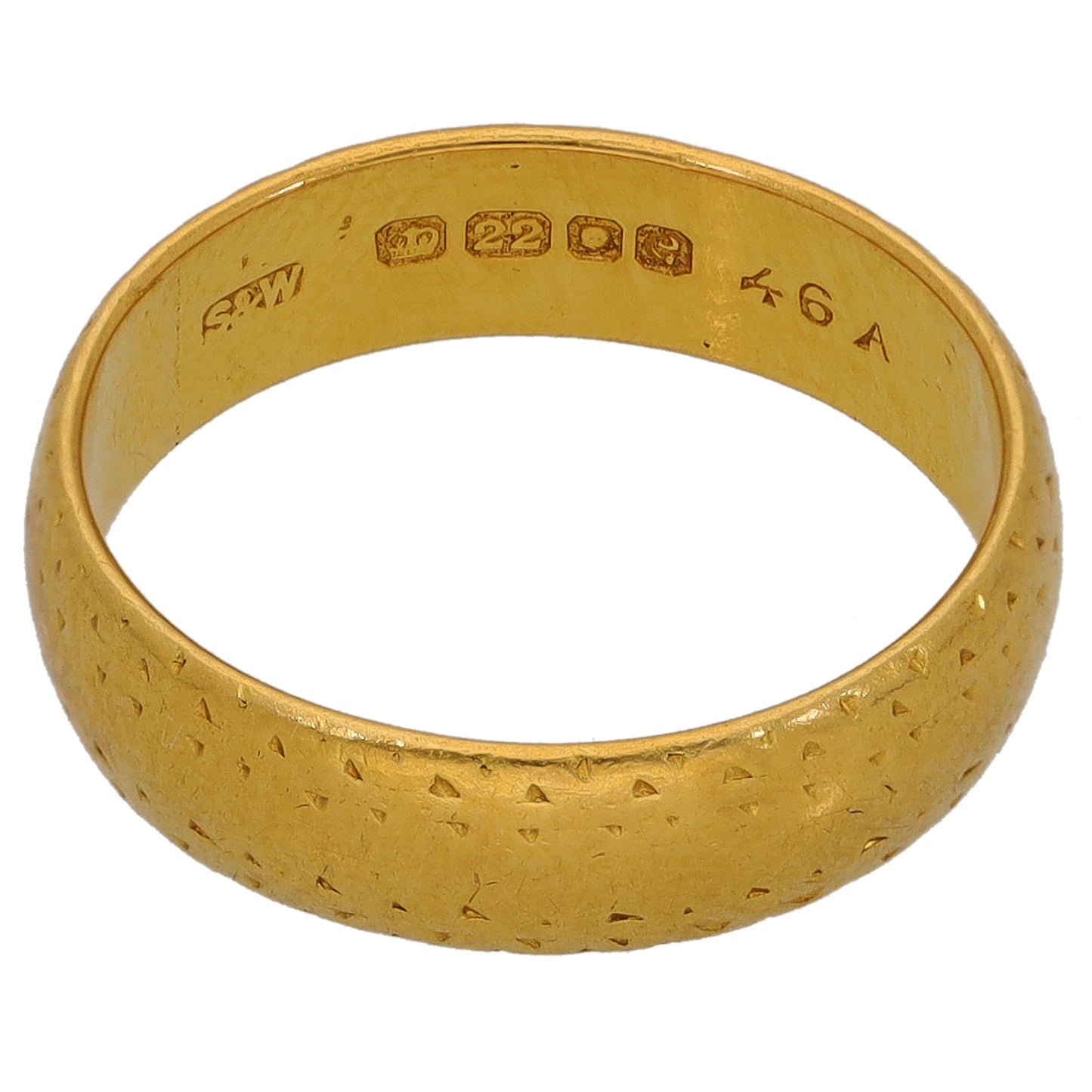 22ct Gold Patterned Wedding Ring Size K