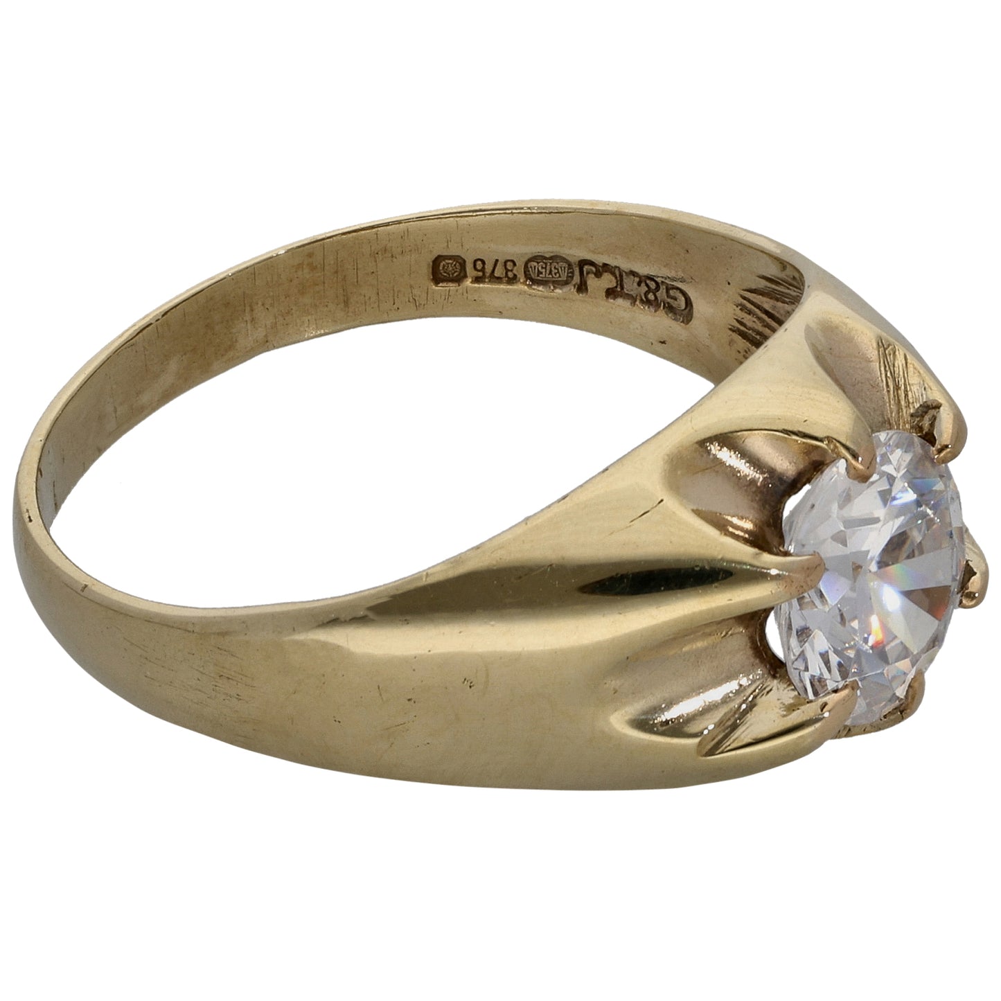 9ct Gold Cubic Zirconia Single Stone Ring Size T