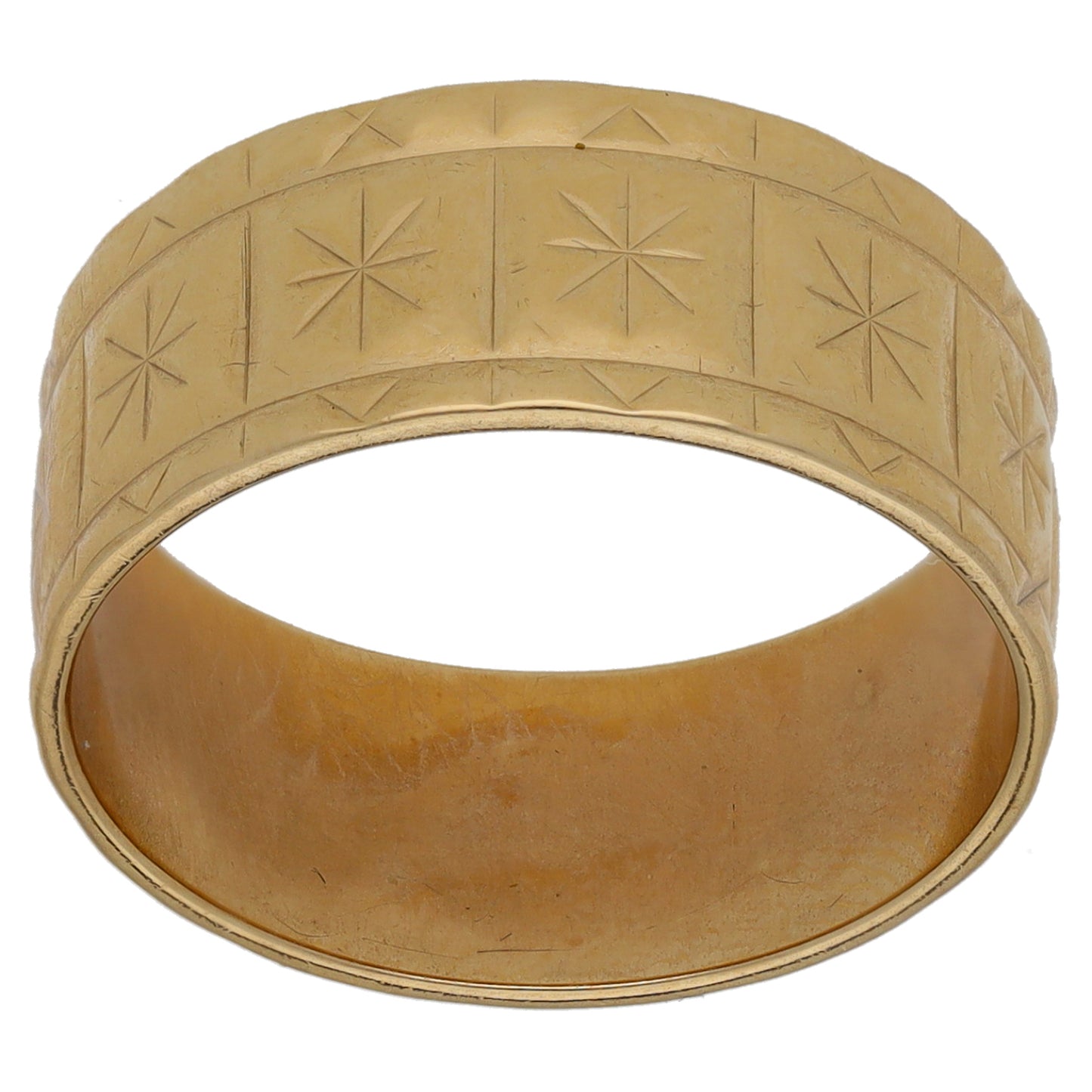 9ct Gold Patterned Wedding Ring Size P