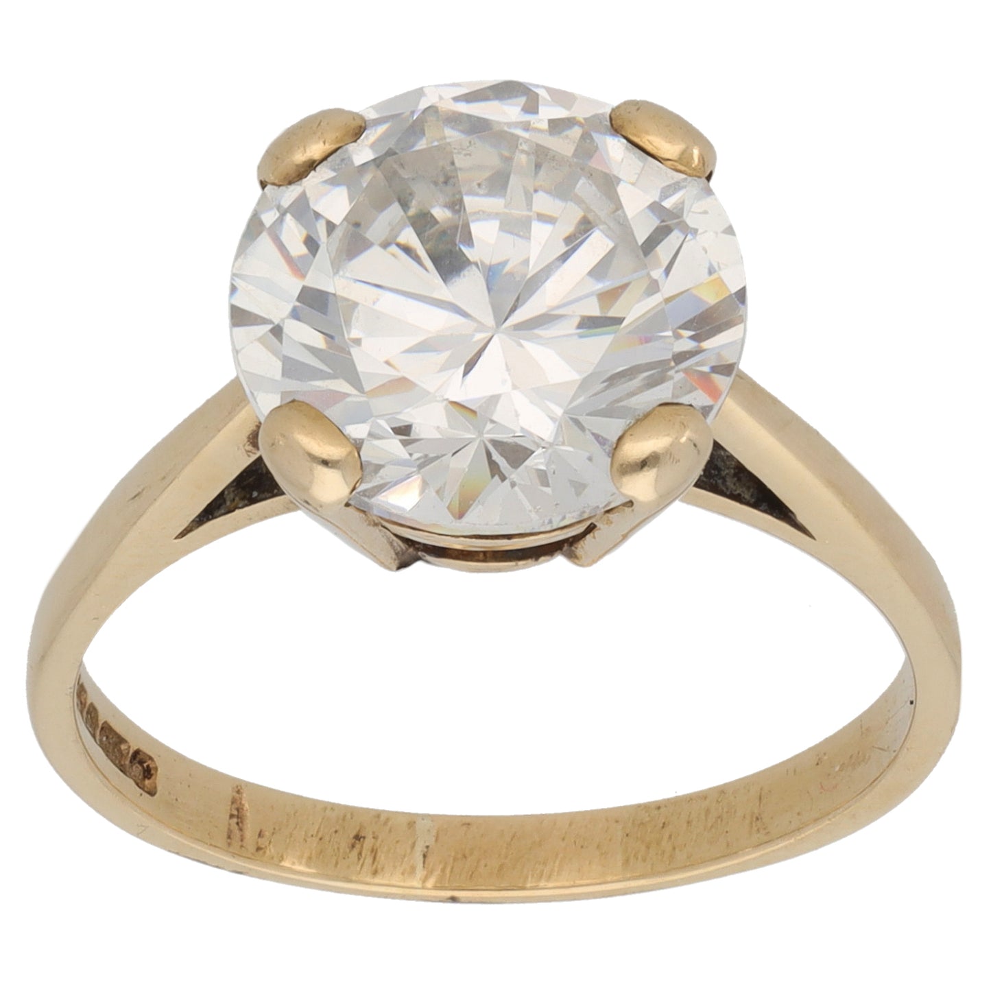 9ct Gold Cubic Zirconia Single Stone Ring Size Q