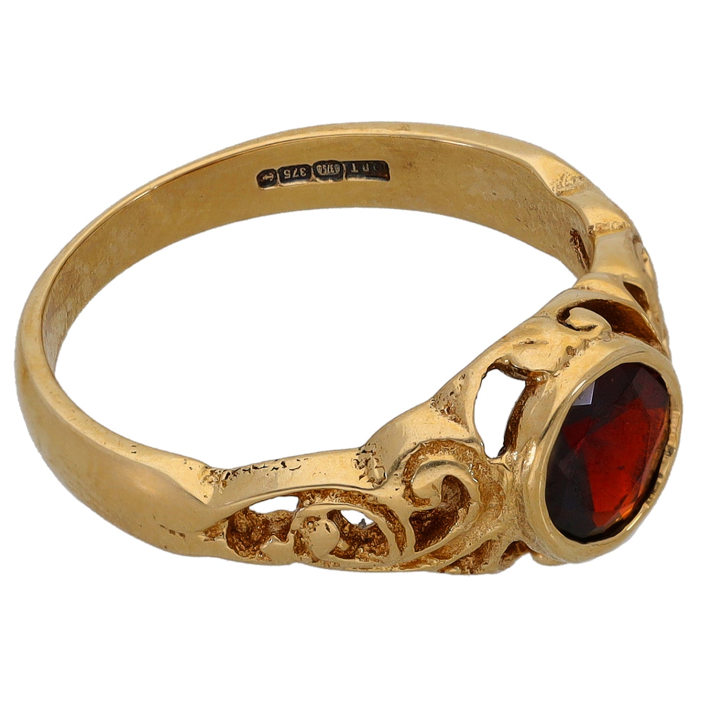 9ct Gold Garnet Single Stone Ring Size L