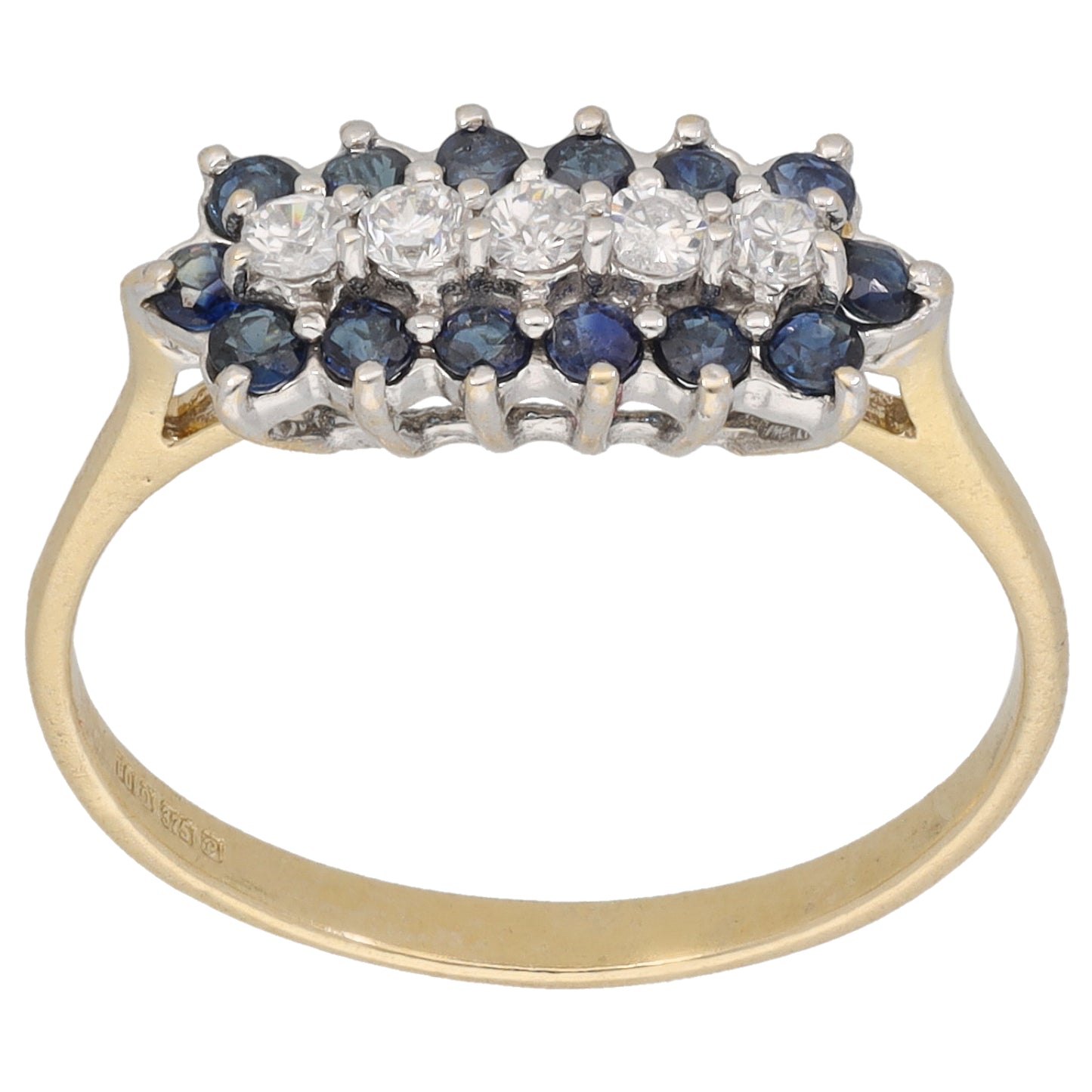 9ct Gold Sapphire & Cubic Zirconia Dress/Cocktail Ring Size P