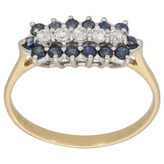 9ct Gold Sapphire & Cubic Zirconia Dress/Cocktail Ring Size P