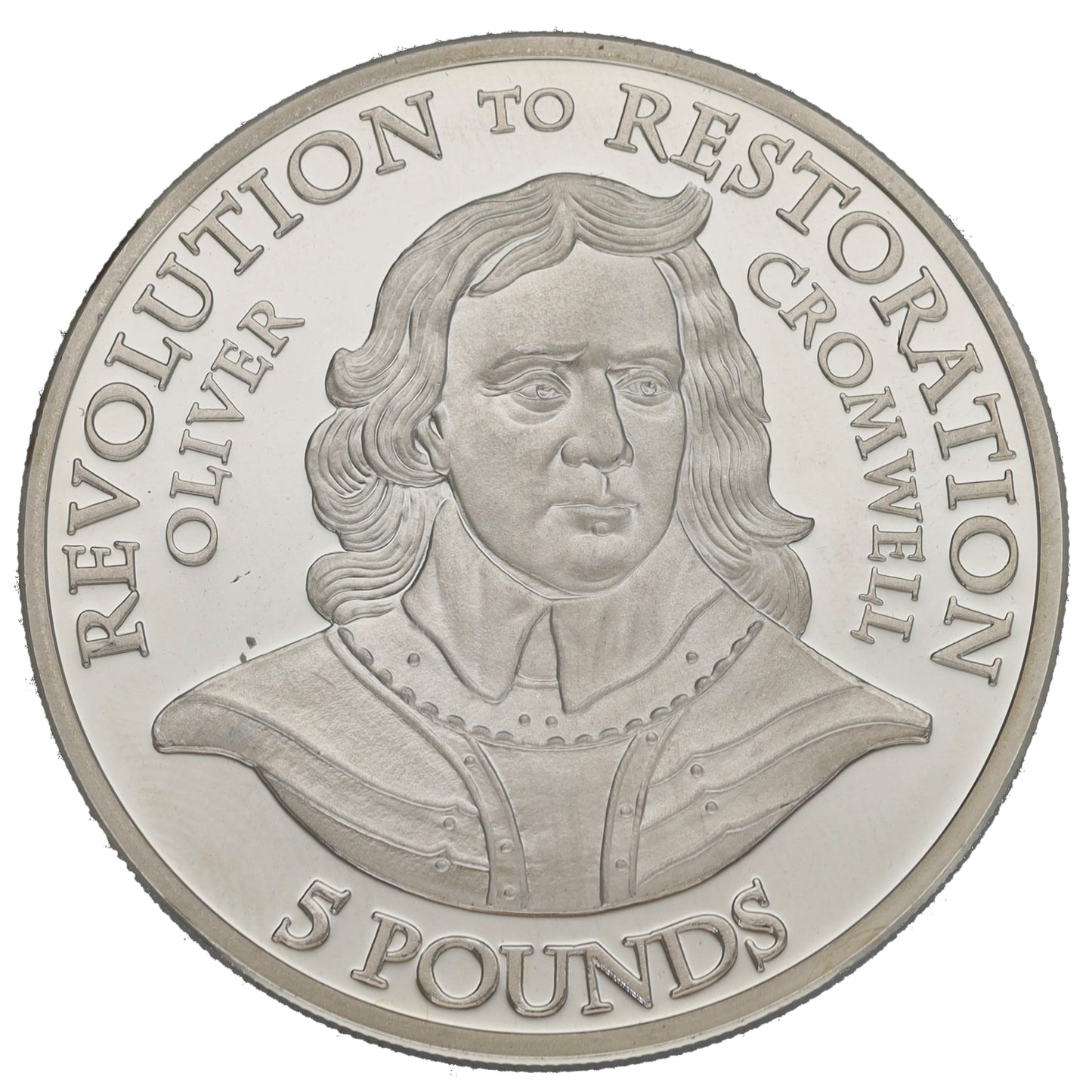 Sterling Silver Revolution To Restoration Oliver Cromwell 5 Pounds Coin 2010