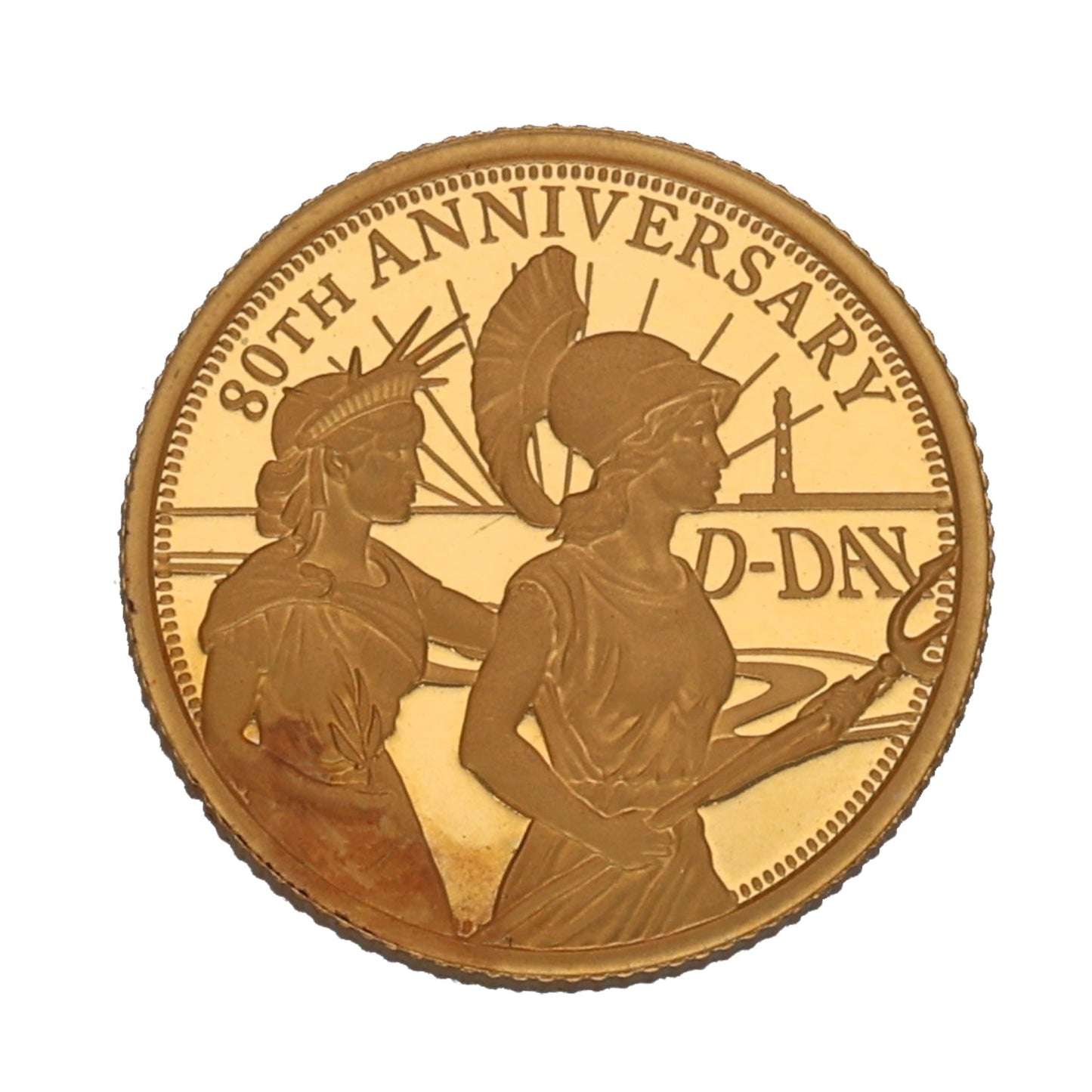 22ct Gold 80th Anniversary D-Day Quarter Sovereign Coin 2024