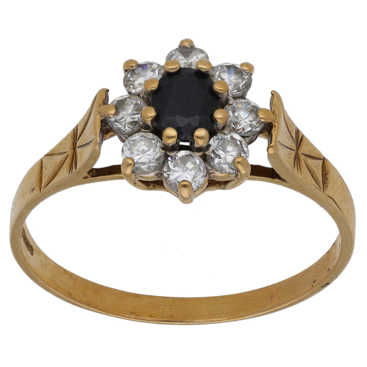 9ct Gold Sapphire & Cubic Zirconia Dress/Cocktail Ring Size R