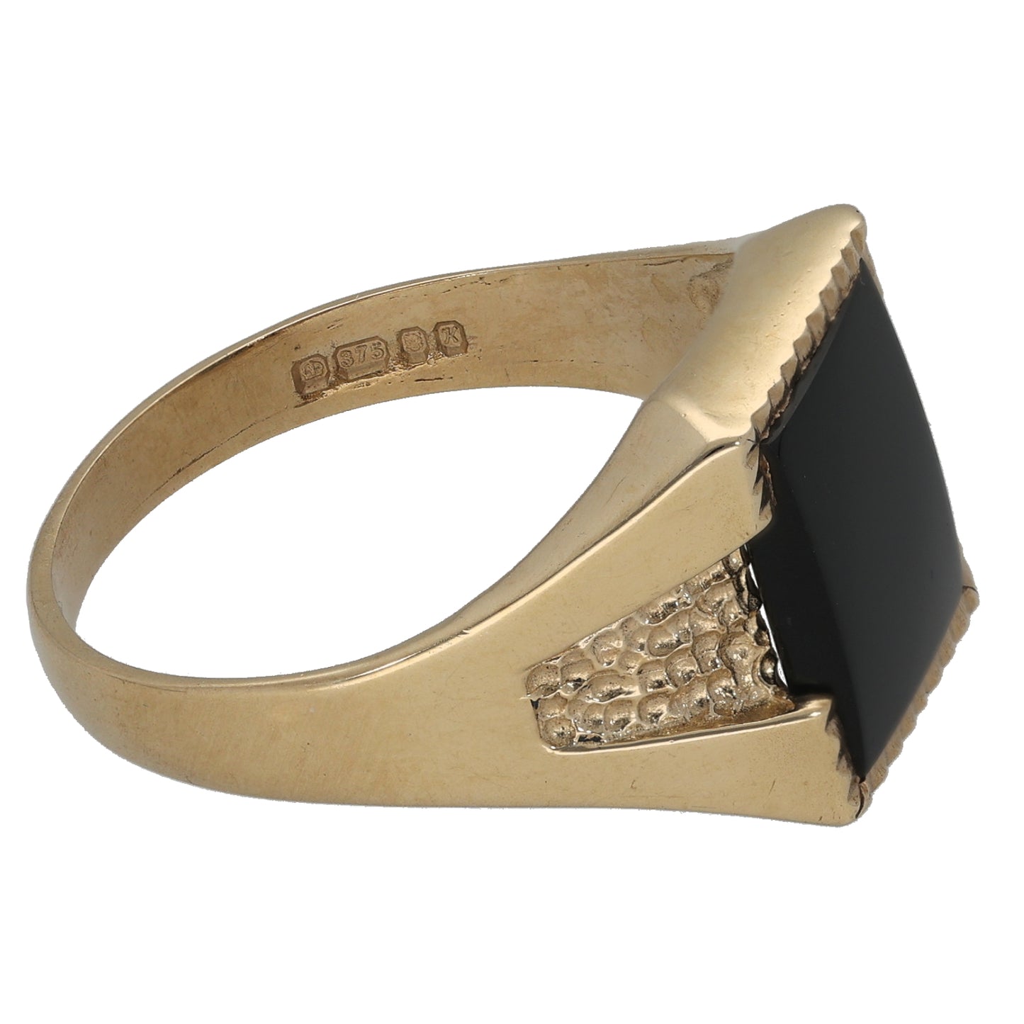 9ct Gold Onyx Single Stone Signet Ring Size X