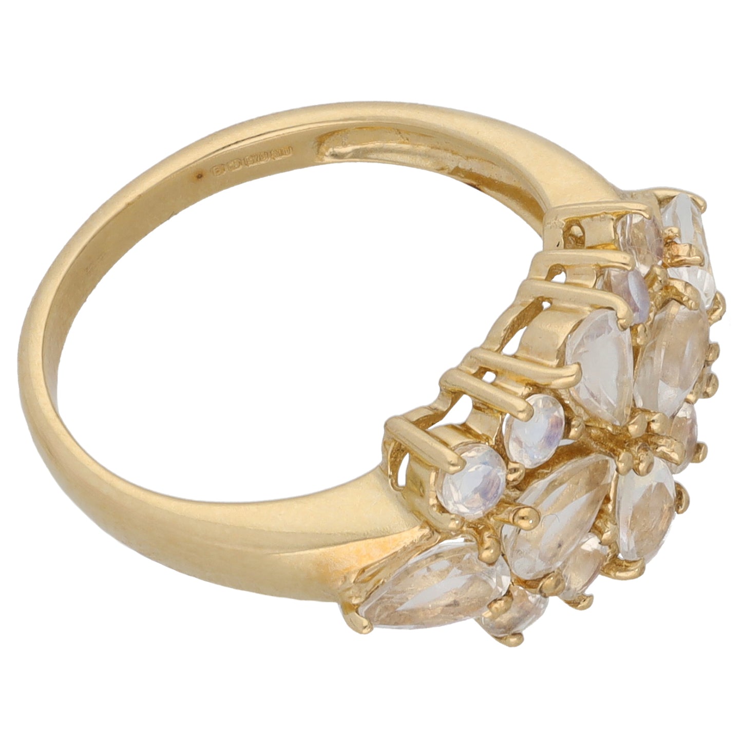 9ct Gold Coated Quartz Dress/Cocktail Ring Size N