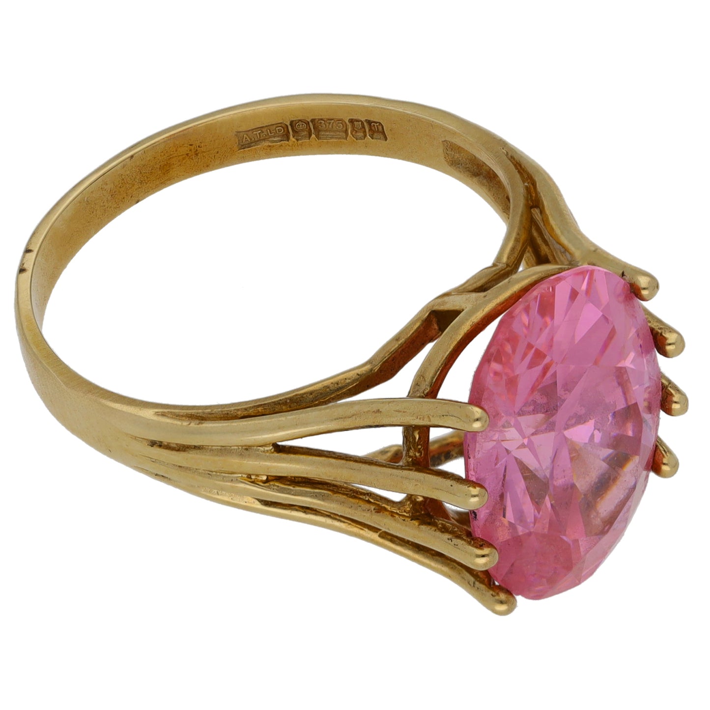 9ct Gold Cubic Zirconia Single Stone Ring Size Q