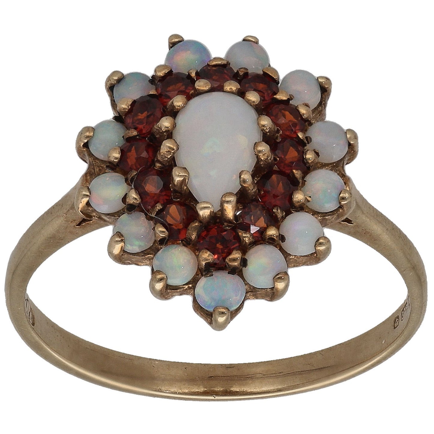9ct Gold Opal & Garnet Dress/Cocktail Ring Size O