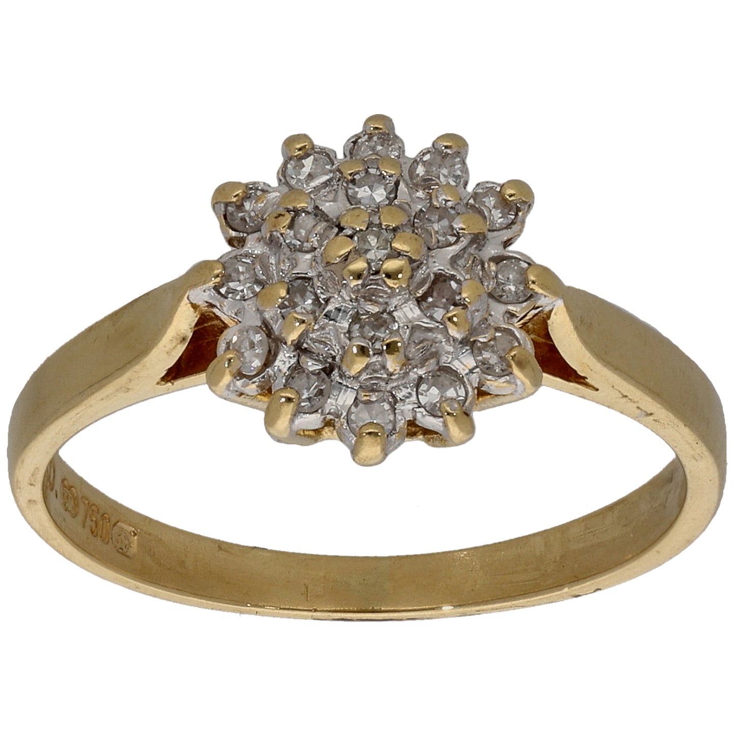 18ct Bicolour Gold 0.15ct Diamond Cluster Ring Size M