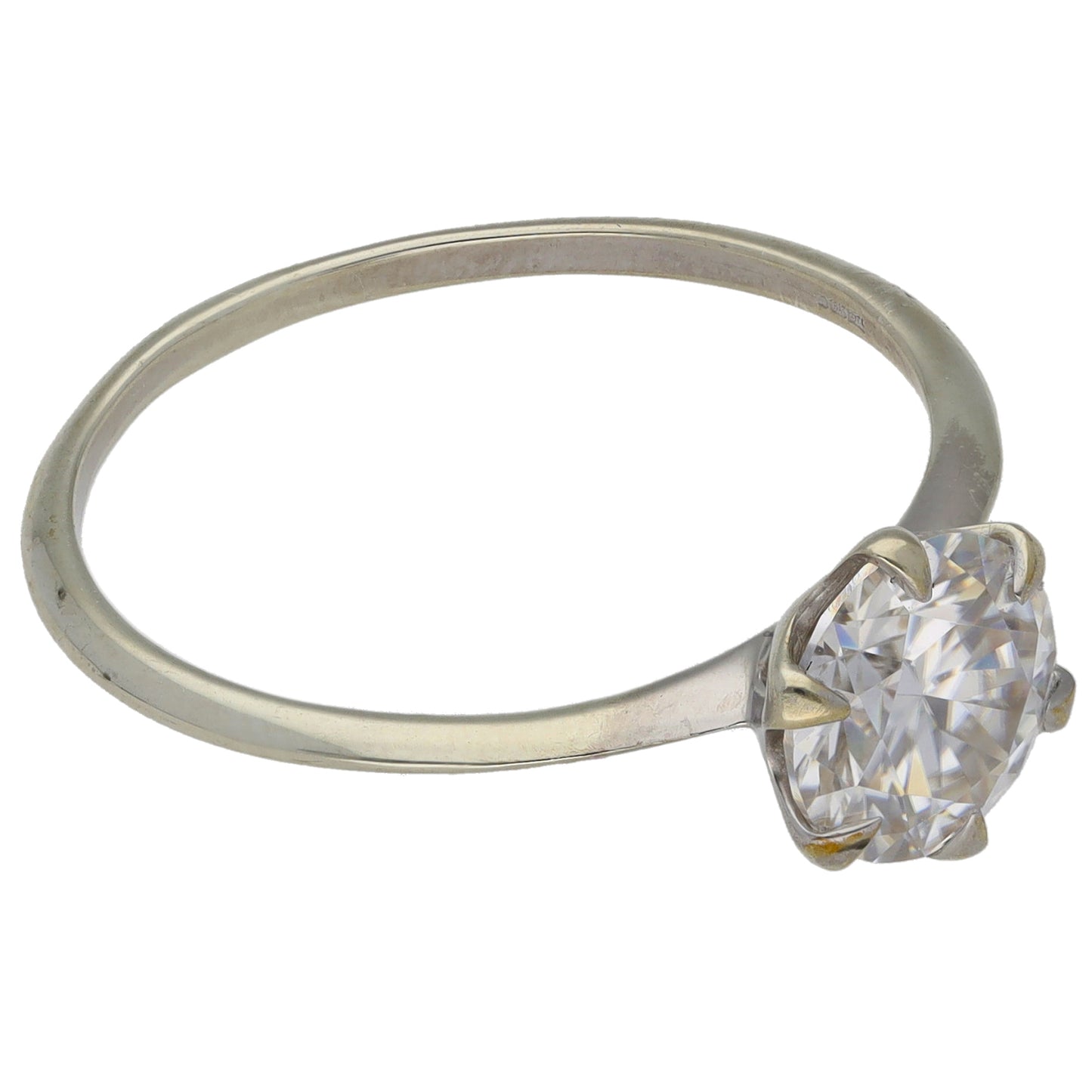 9ct White Gold Cubic Zirconia Single Stone Ring Size U