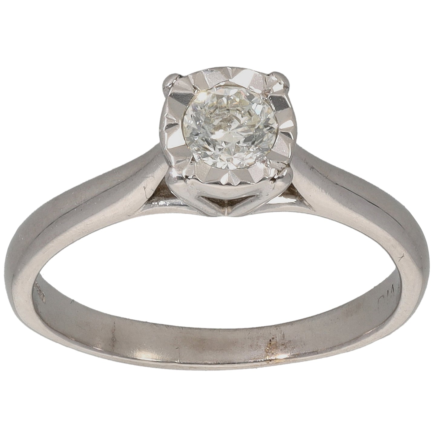 9ct White Gold 0.25ct Diamond Solitaire Ring Size M
