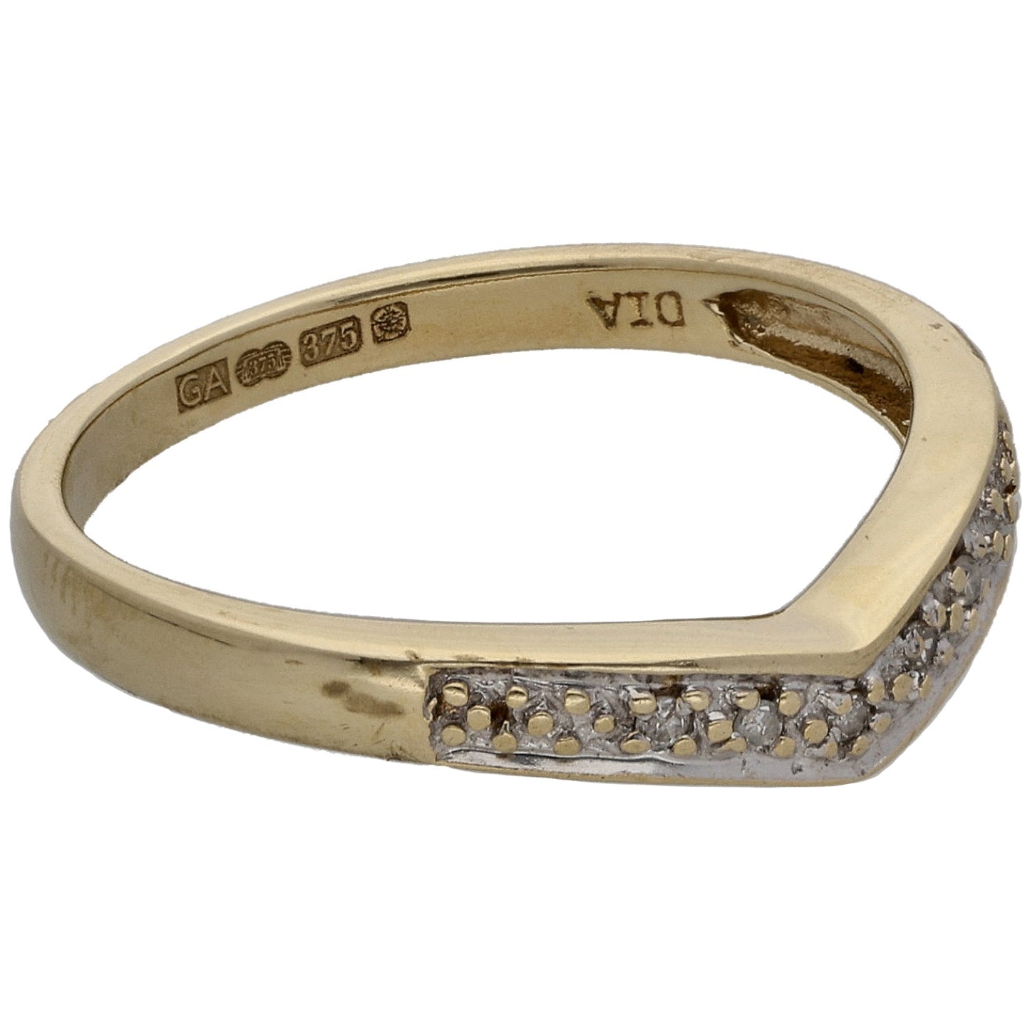 9ct Gold 0.025ct Diamond Wishbone Ring Size M