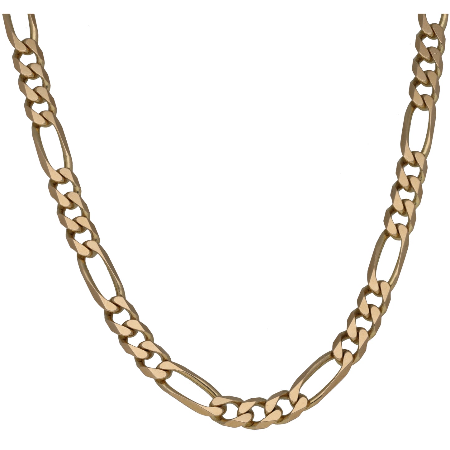 Gold Figaro link chain necklace with interlocking oval links, 20 inch length