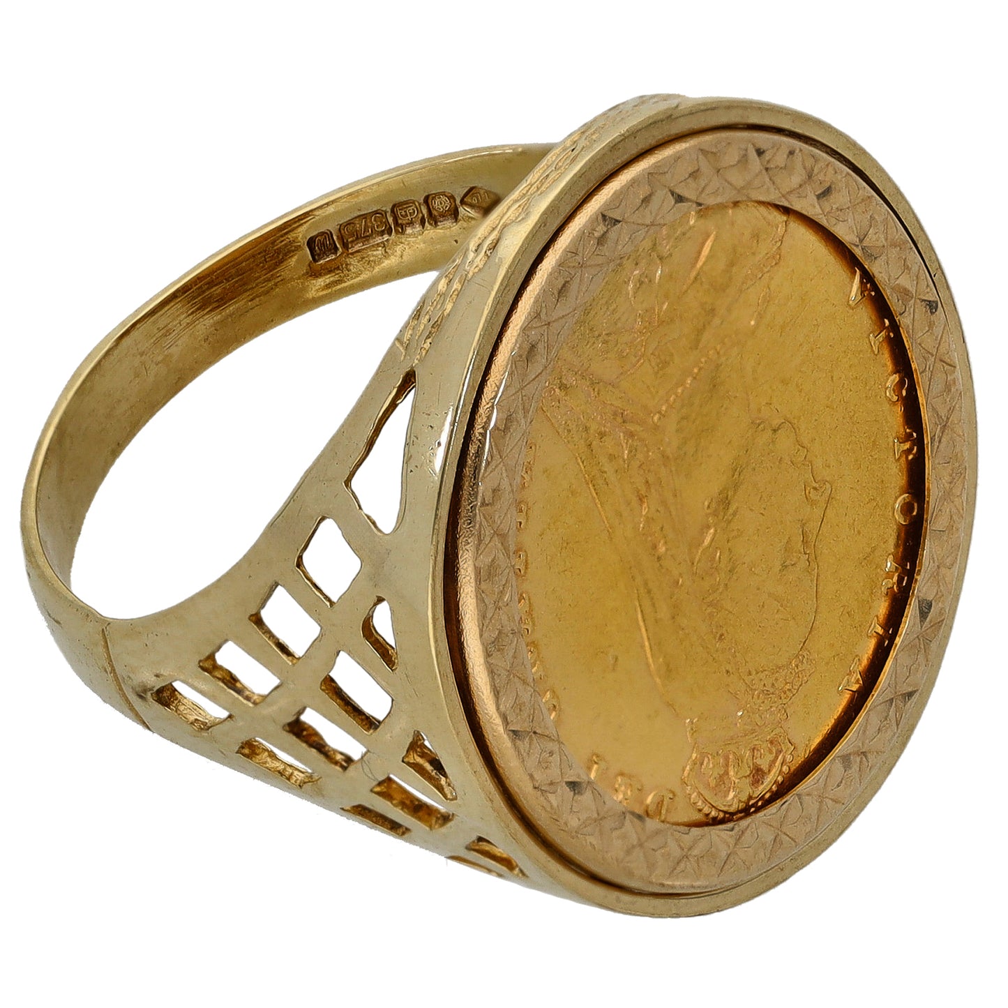 9ct Gold Half Sovereign Coin Ring Size T