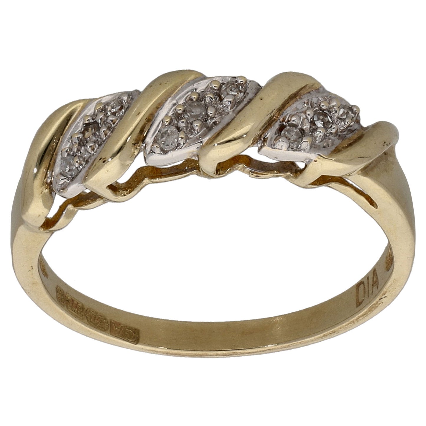 9ct Gold 0.045ct Diamond Dress/Cocktail Ring Size L