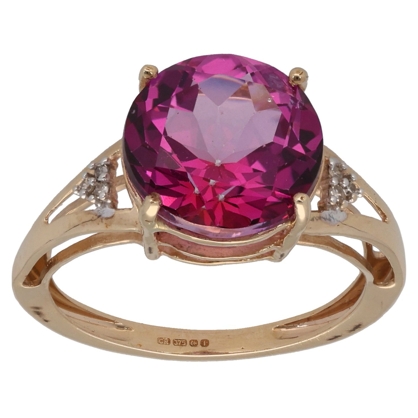 9ct Gold Coated Topaz & 0.03ct Diamond Dress/Cocktail Ring Size O