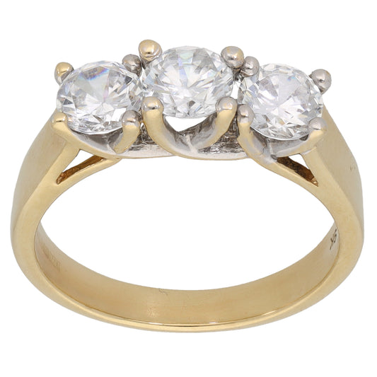 9ct Gold Cubic Zirconia Trilogy Ring Size P