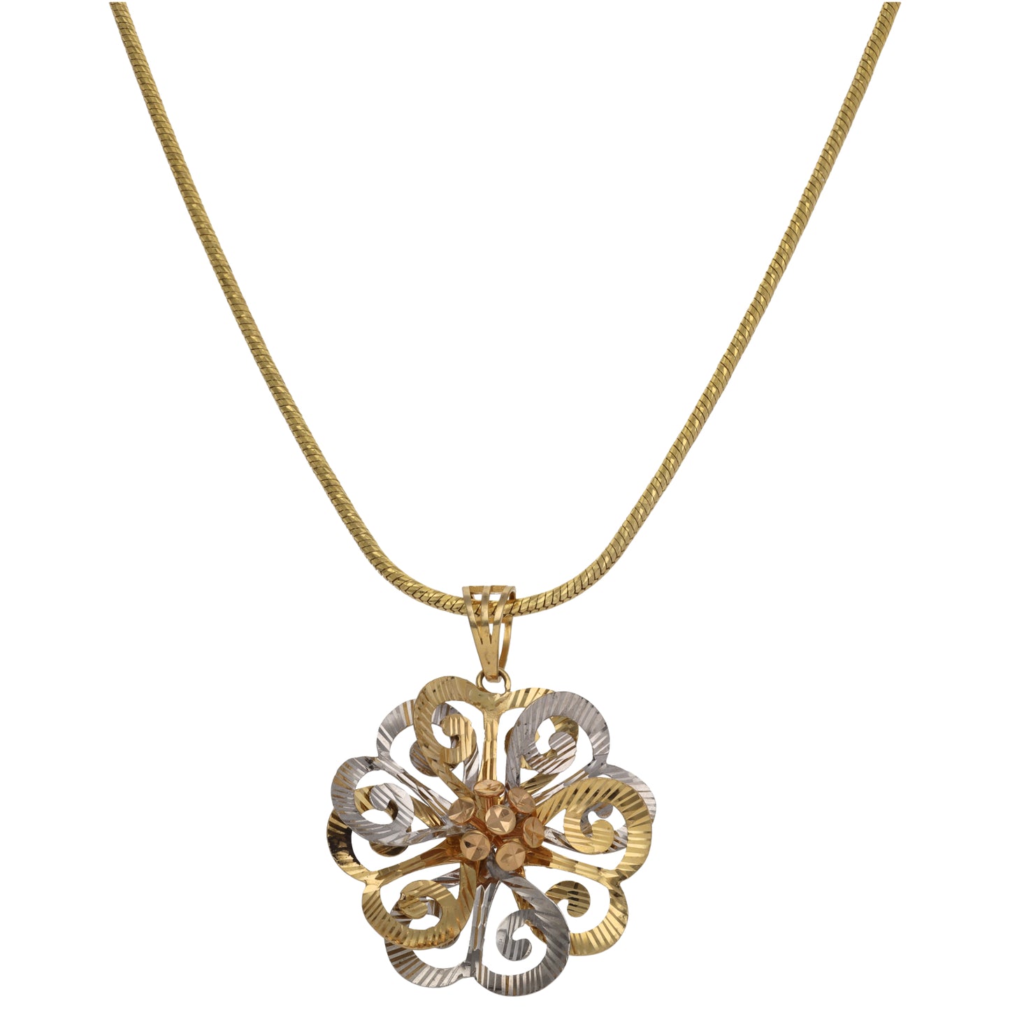 14ct Bicolour Gold Dress/Cocktail Pendant With Chain