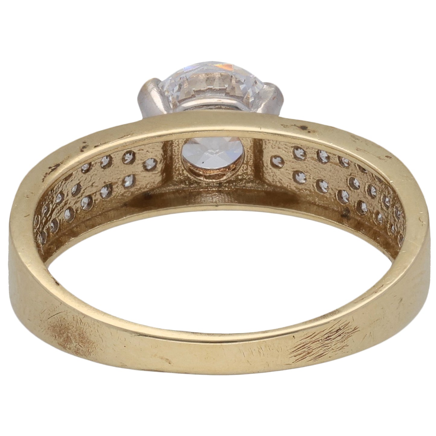 9ct Gold Cubic Zirconia Single Stone Ring With Accents Size P