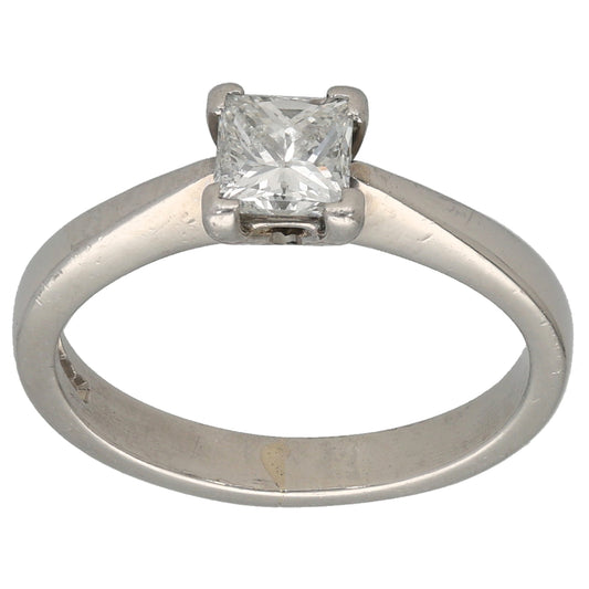 Platinum 0.50ct Square Diamond Solitaire Ring Size K