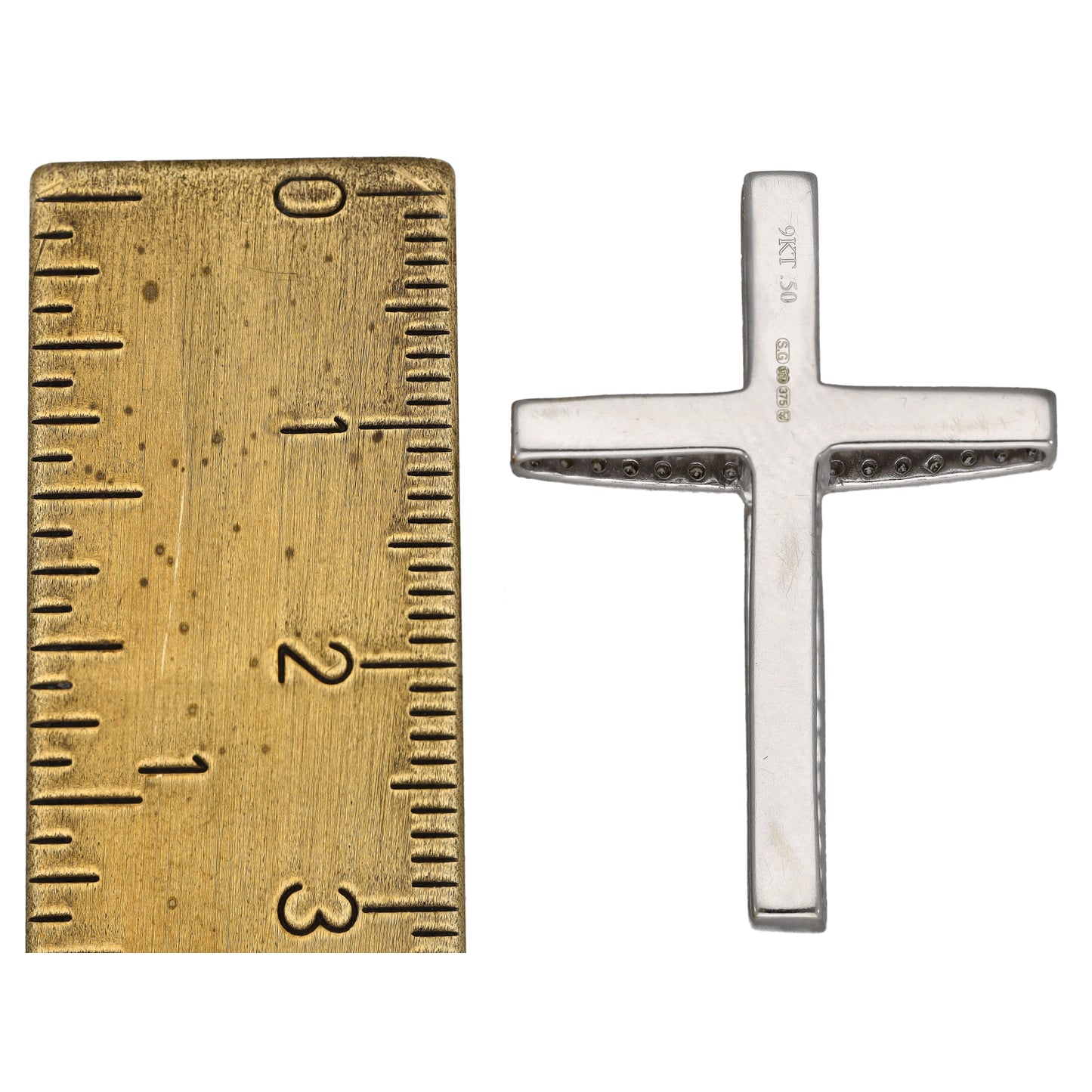 9ct White Gold 0.74ct Diamond Cross Pendant