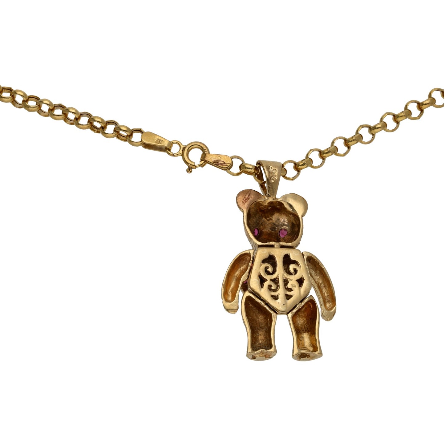 9ct Gold Imitation Teddy Bear Pendant With Chain