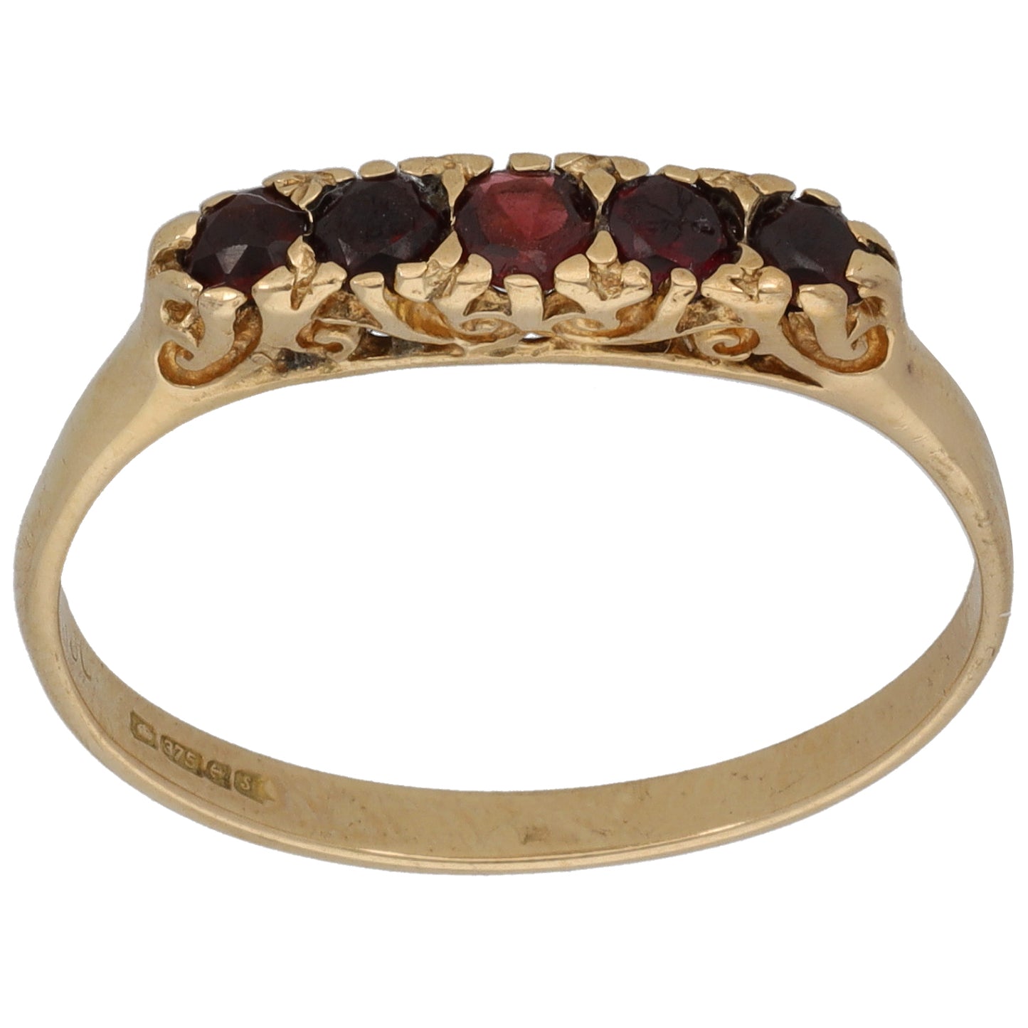 9ct Gold Garnet Half Eternity Ring Size S