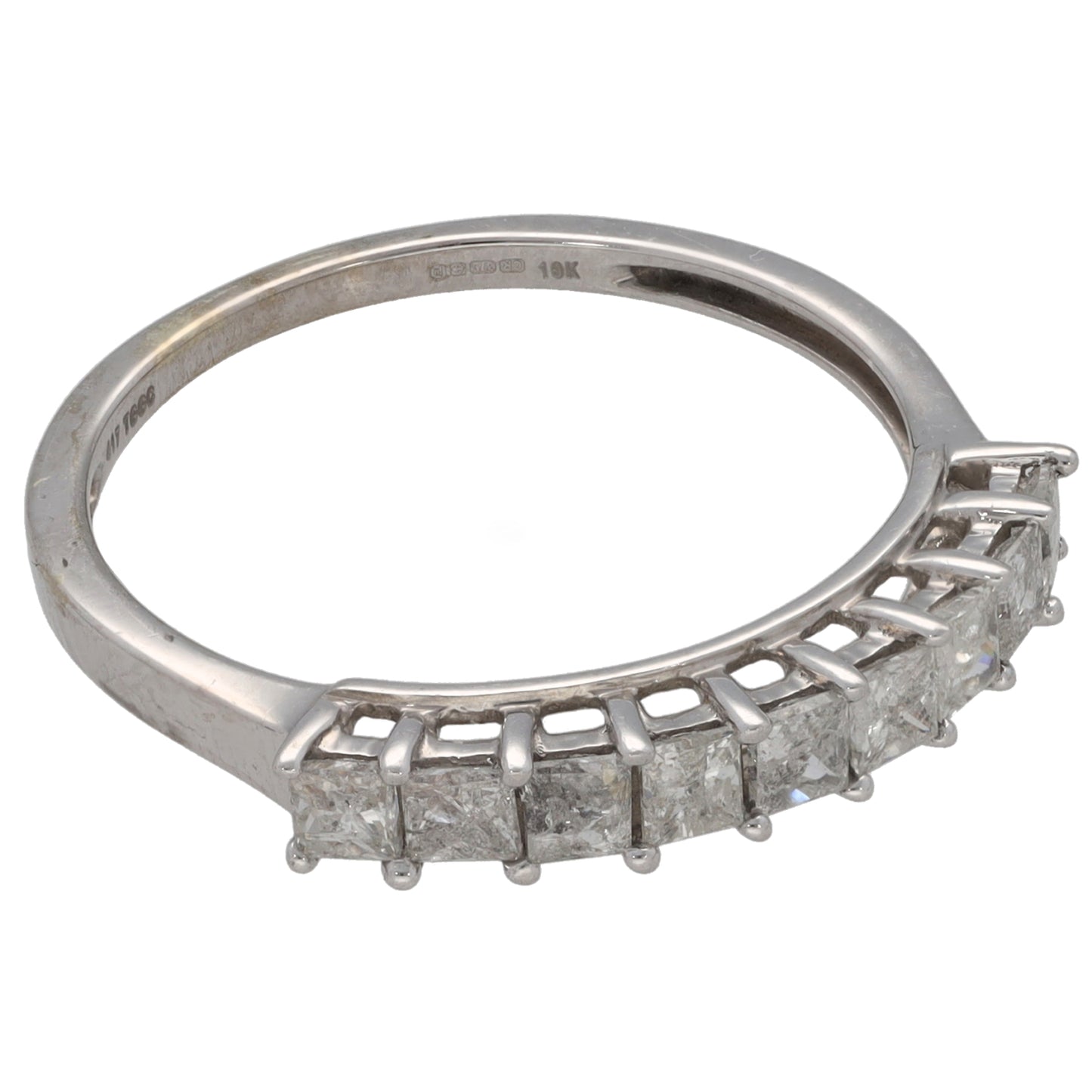9ct White Gold 0.81ct Diamond Half Eternity Ring Size P